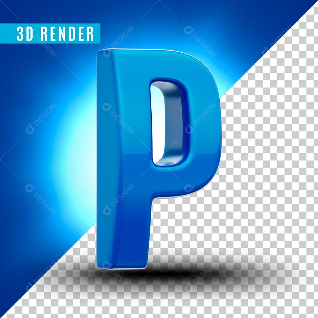 Elemento 3D P Azul Para Composição PSD Premium
