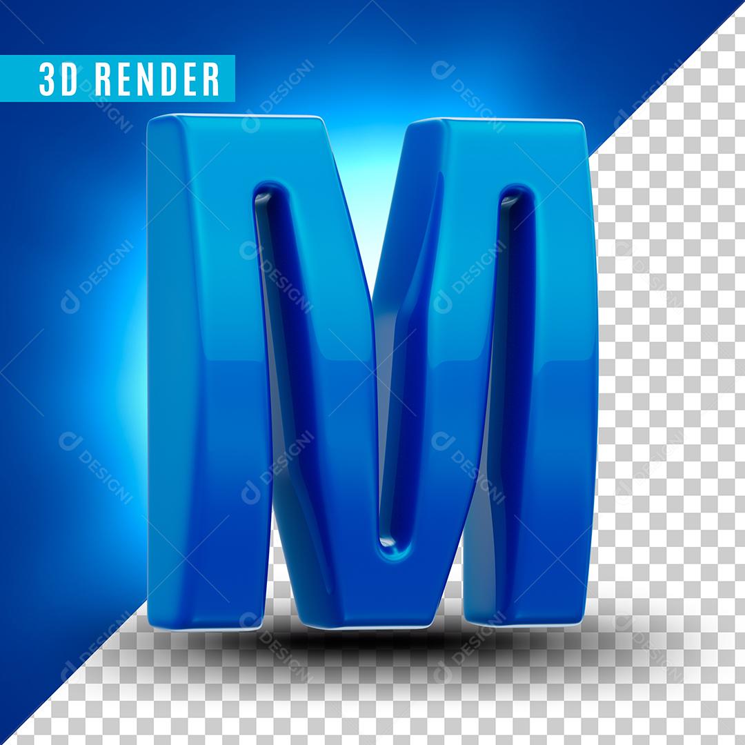 Elemento 3D M Azul Para Composição PSD Premium