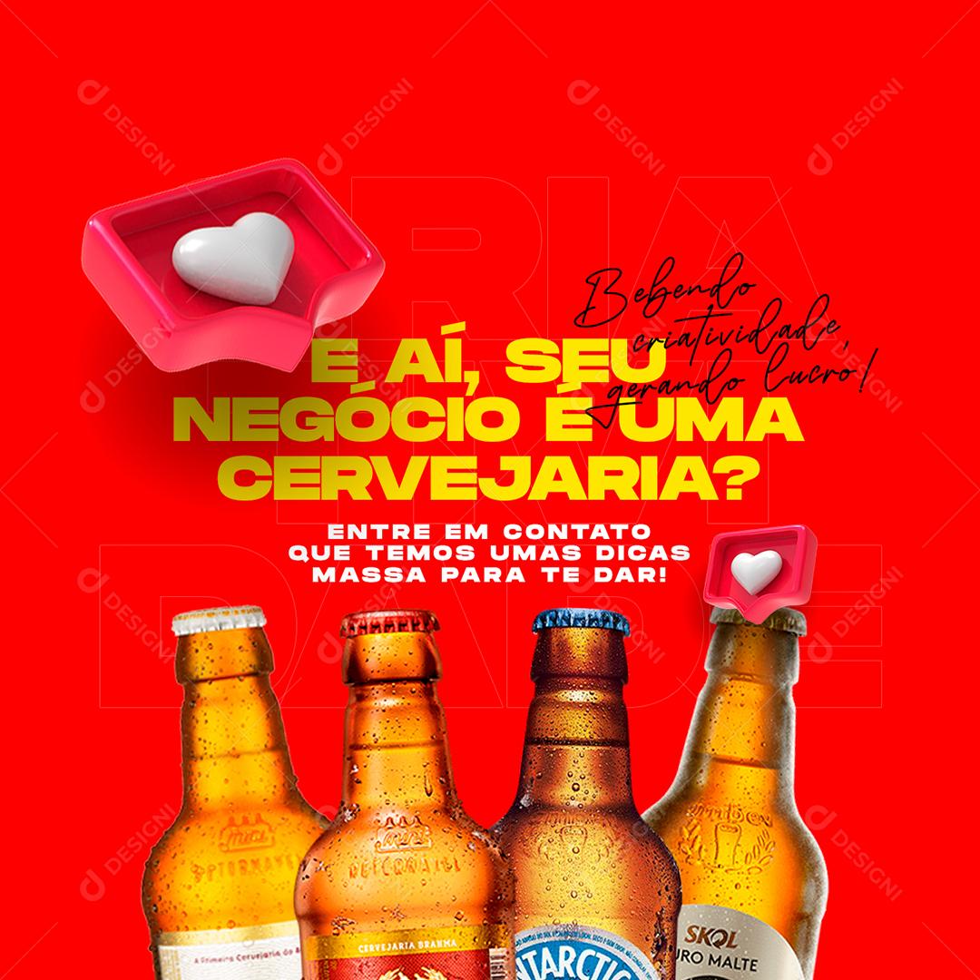 Social Media Seu Negócio É Uma Cervejaria Entre Em Contato Agências PSD Editável