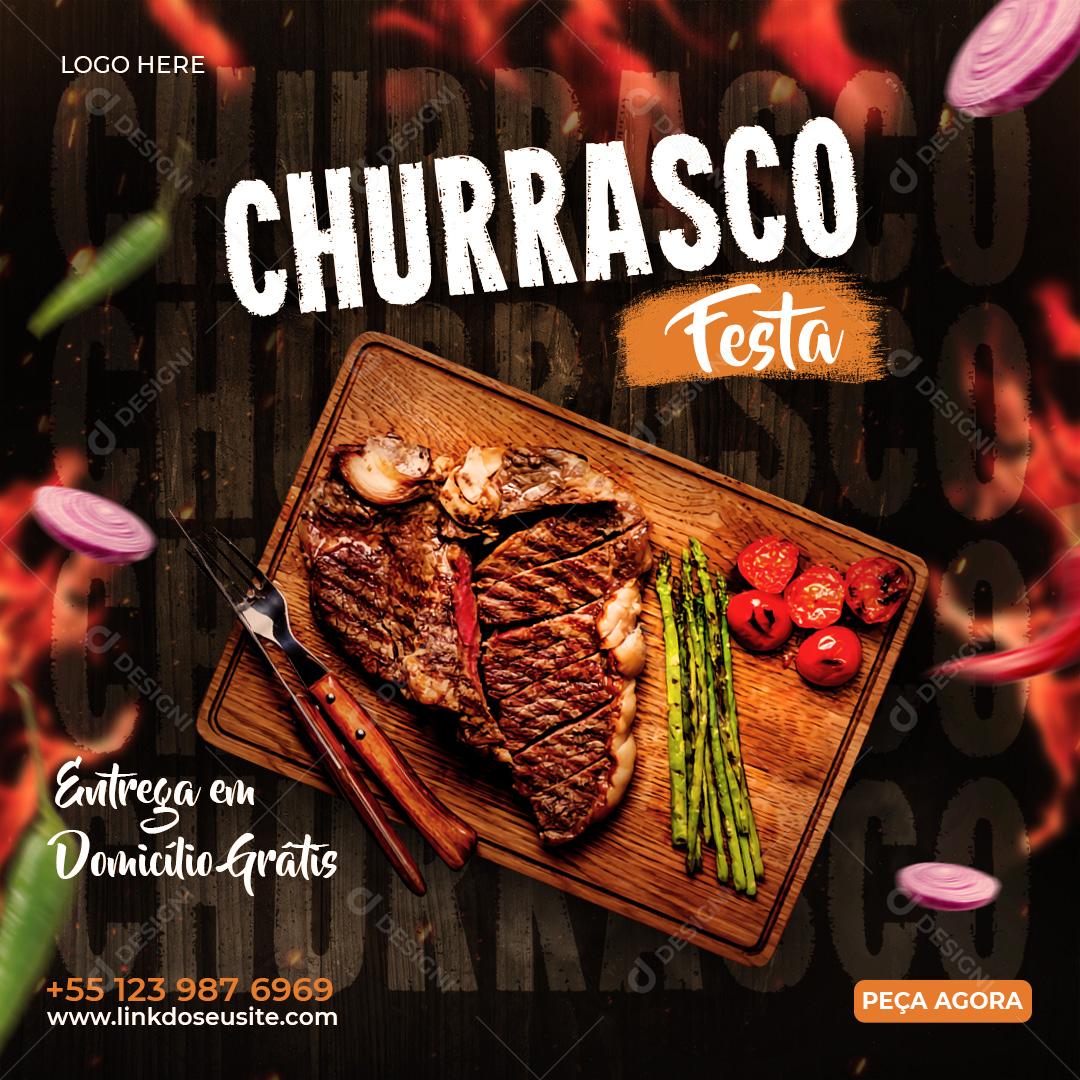 Social Media Churrascaria Entrega Em Domício Grátis PSD Editável