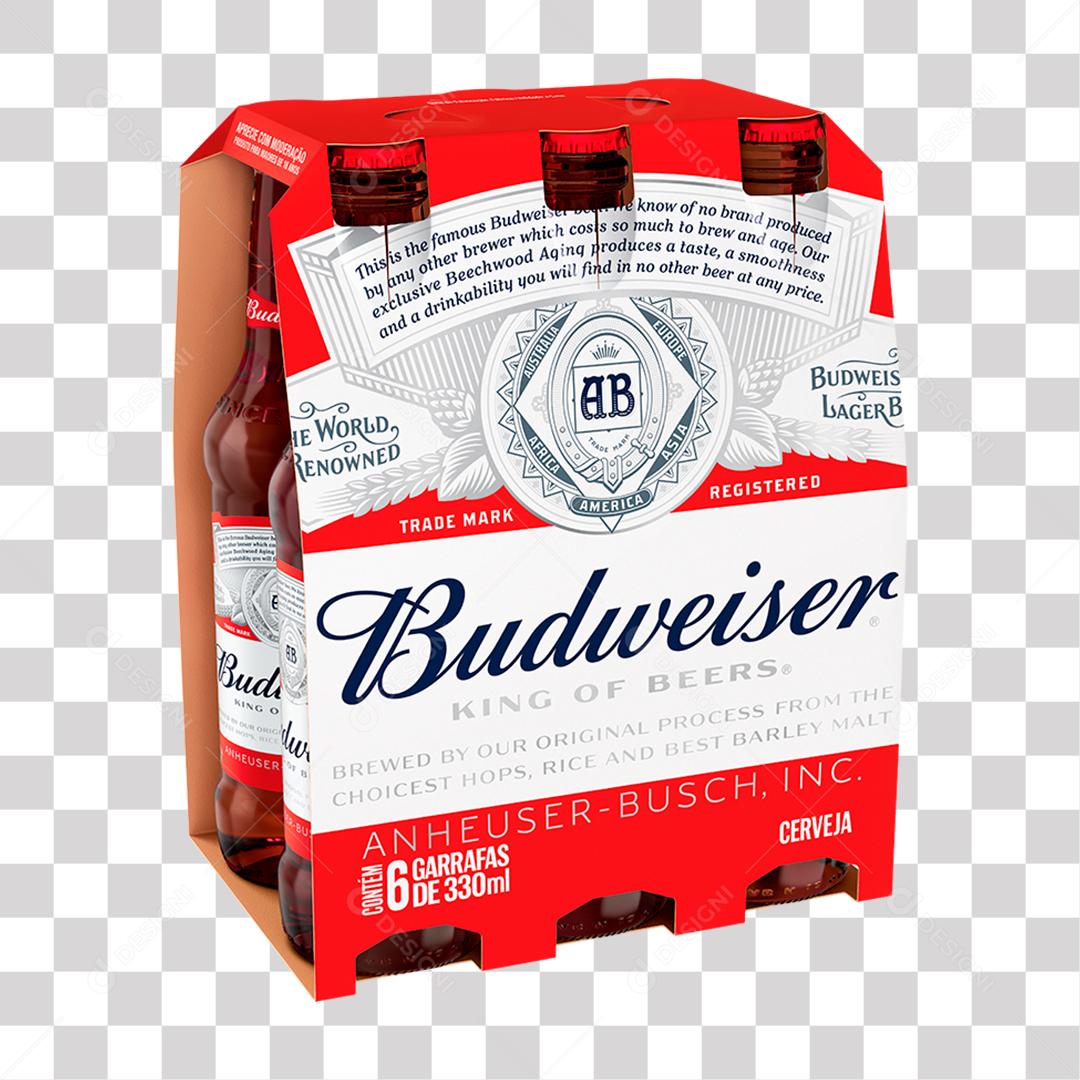 Budweiser Pack Cartão Garrafa 6 x 330ml PNG Transparente