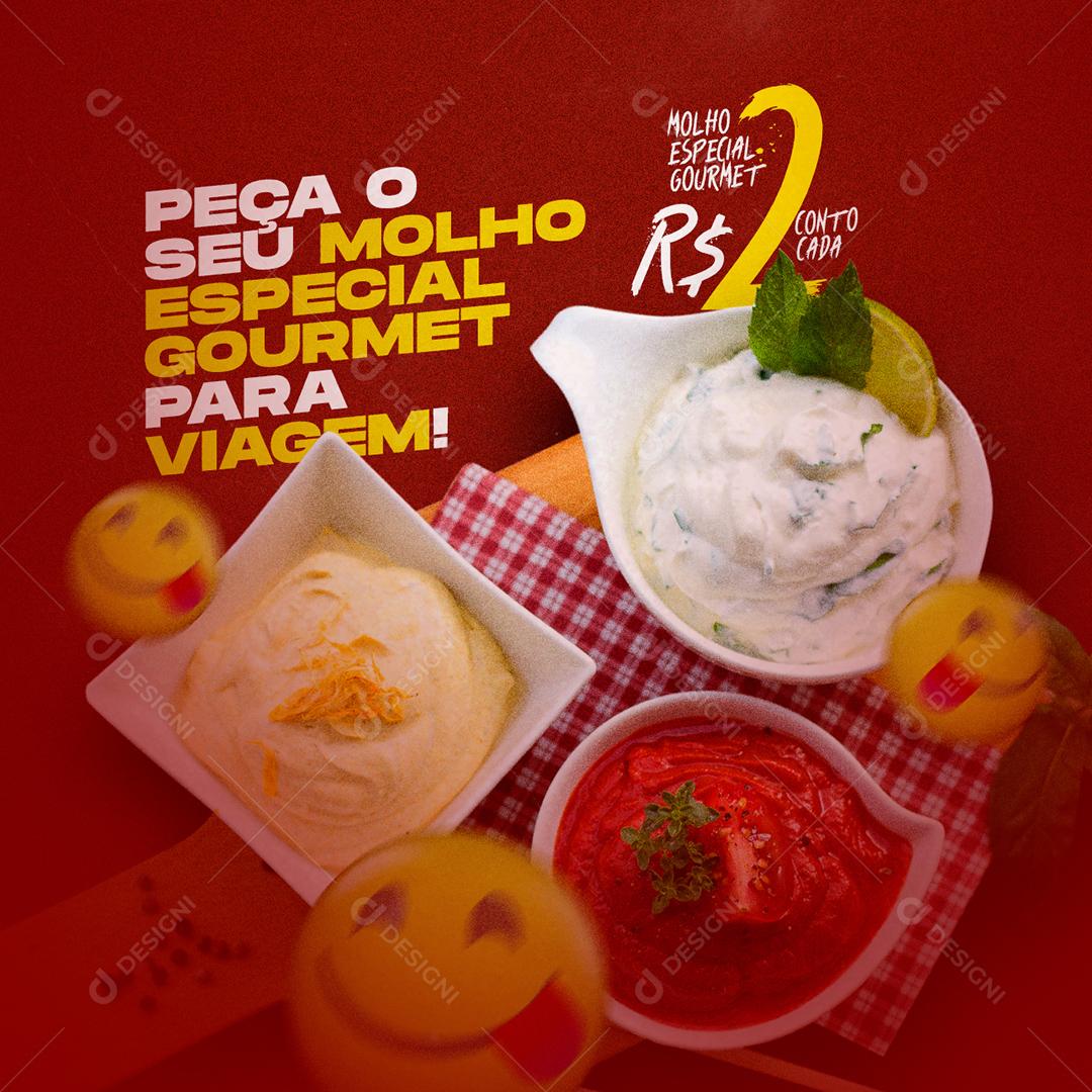 Social Media Peça O Seu Molho Especial Gourmet Para Viagem Espetinhos PSD Editável