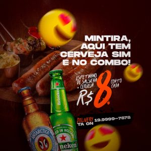 Social Media Mintira Aqui Tem Cerveja Sim E No Combo Espetinhos PSD Editável