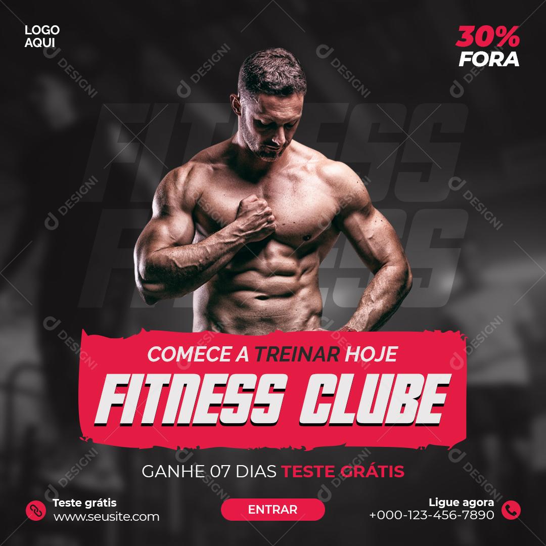 Academia Comece a Treinar Hoje Fitness Clube Social Media PSD Editável