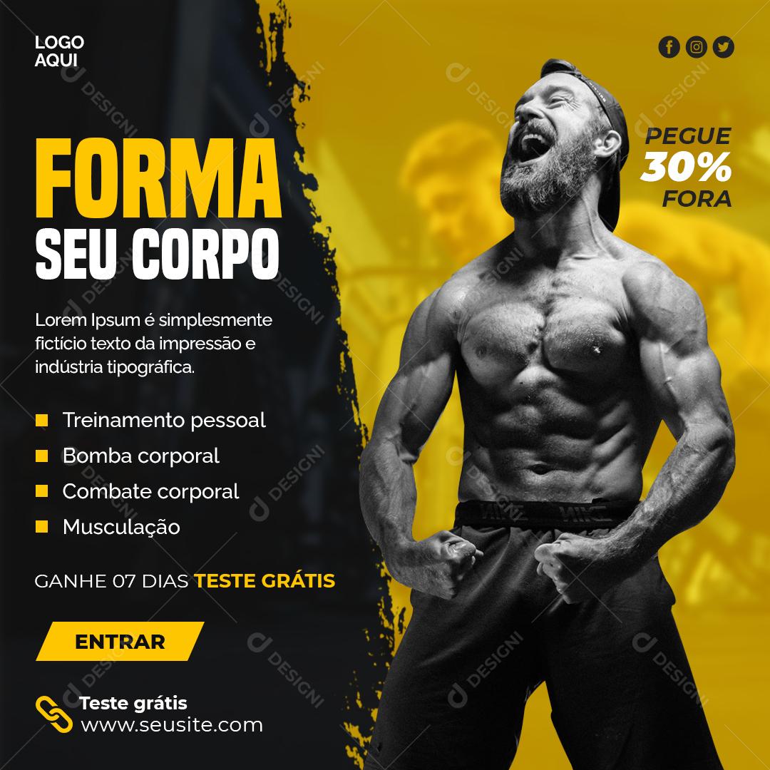 Social Media Academia Forme Seu Corpo PSD Editável