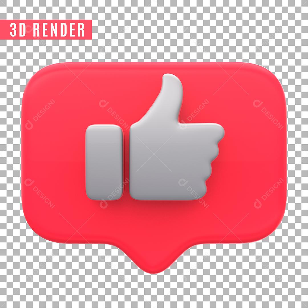 Elemento 3D Like Para Composição PSD Premium