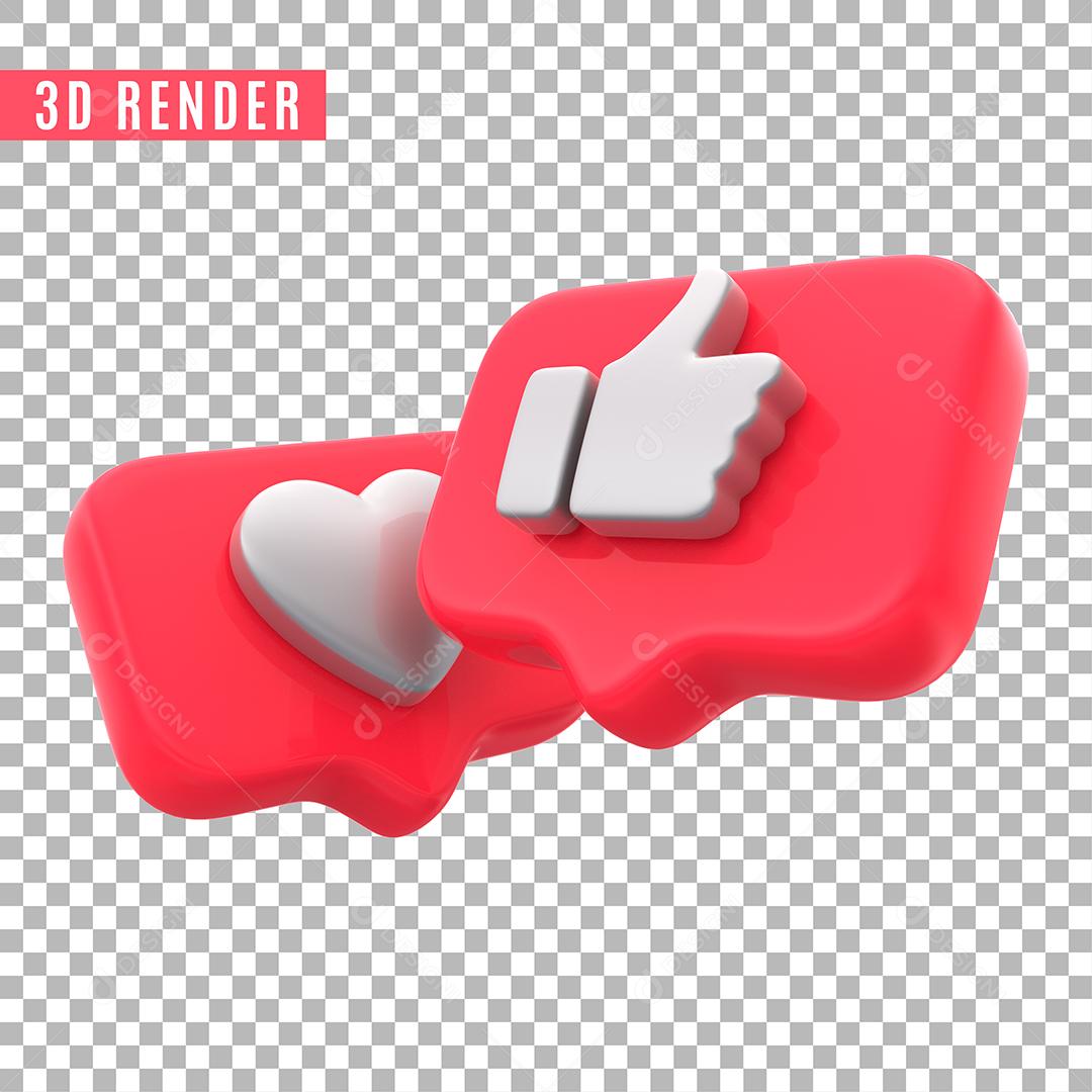 Likes Instagram Elemento 3D Para Composição PSD Sem Fundo