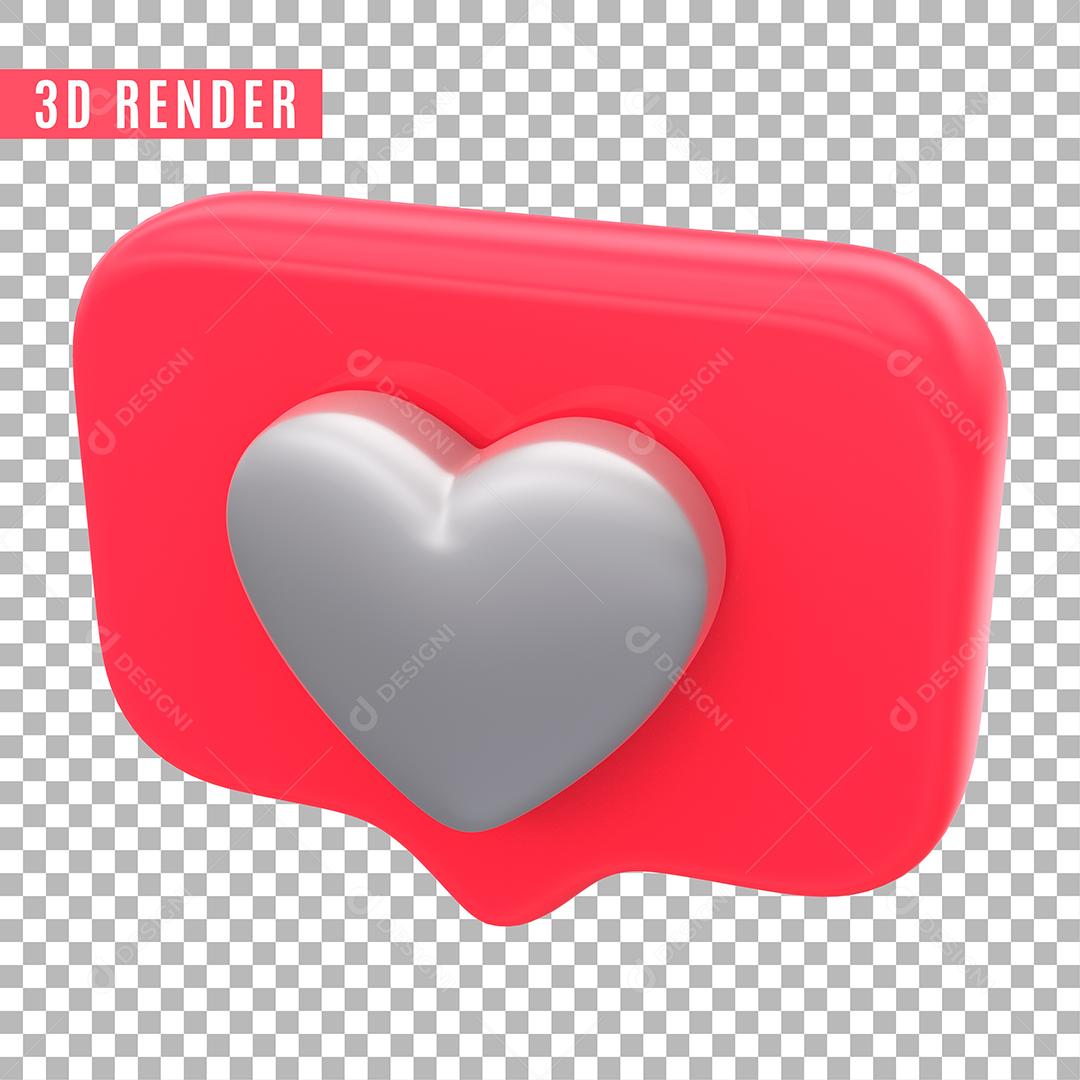 Like Instagram Elemento 3D Para Composição PSD Sem Fundo