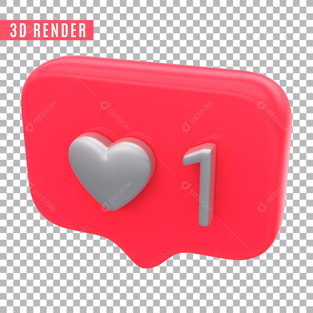 Like Instagram 3D Para Composição PSD Sem Fundo