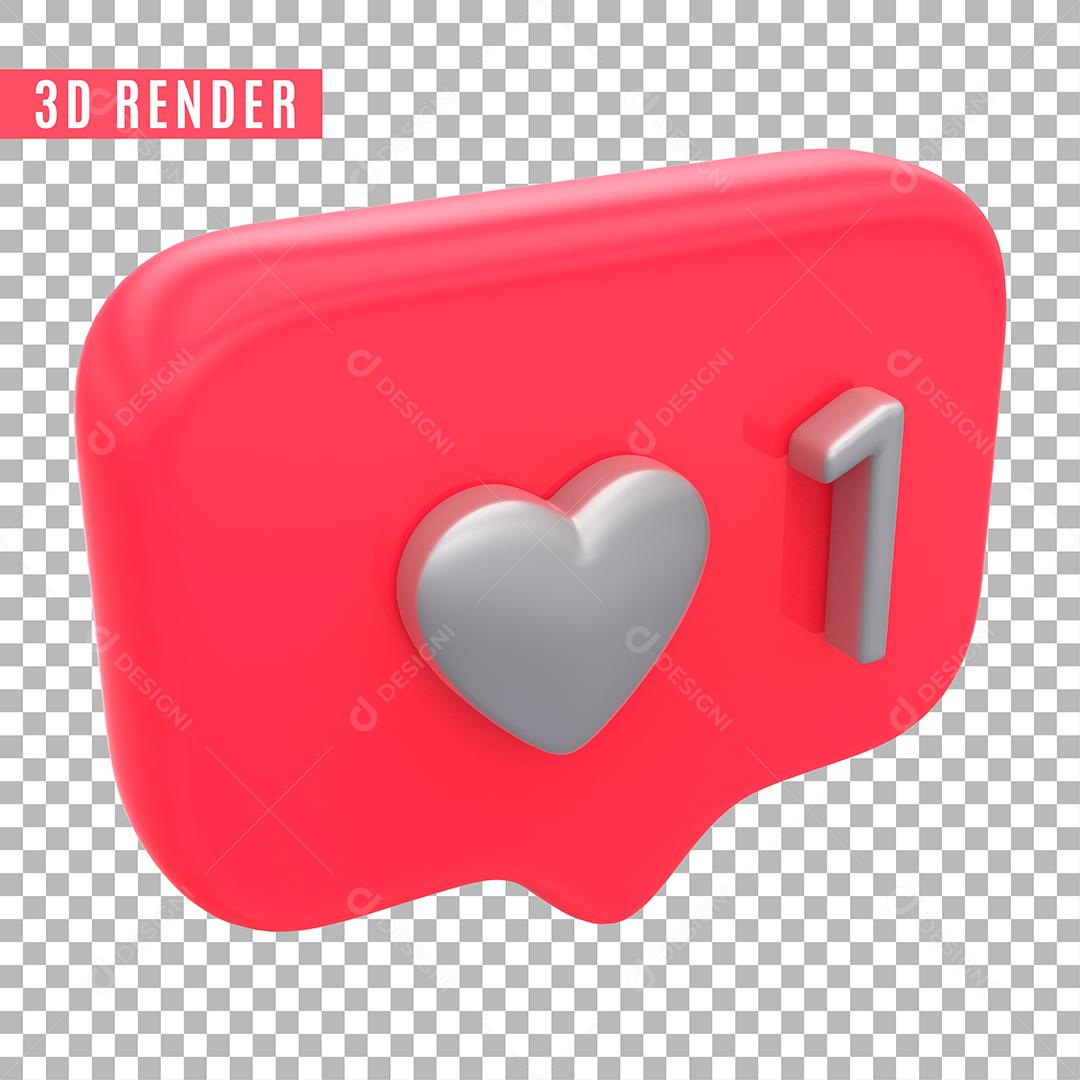 Elemento 3D Like Instagram Para Composição PSD Sem Fundo