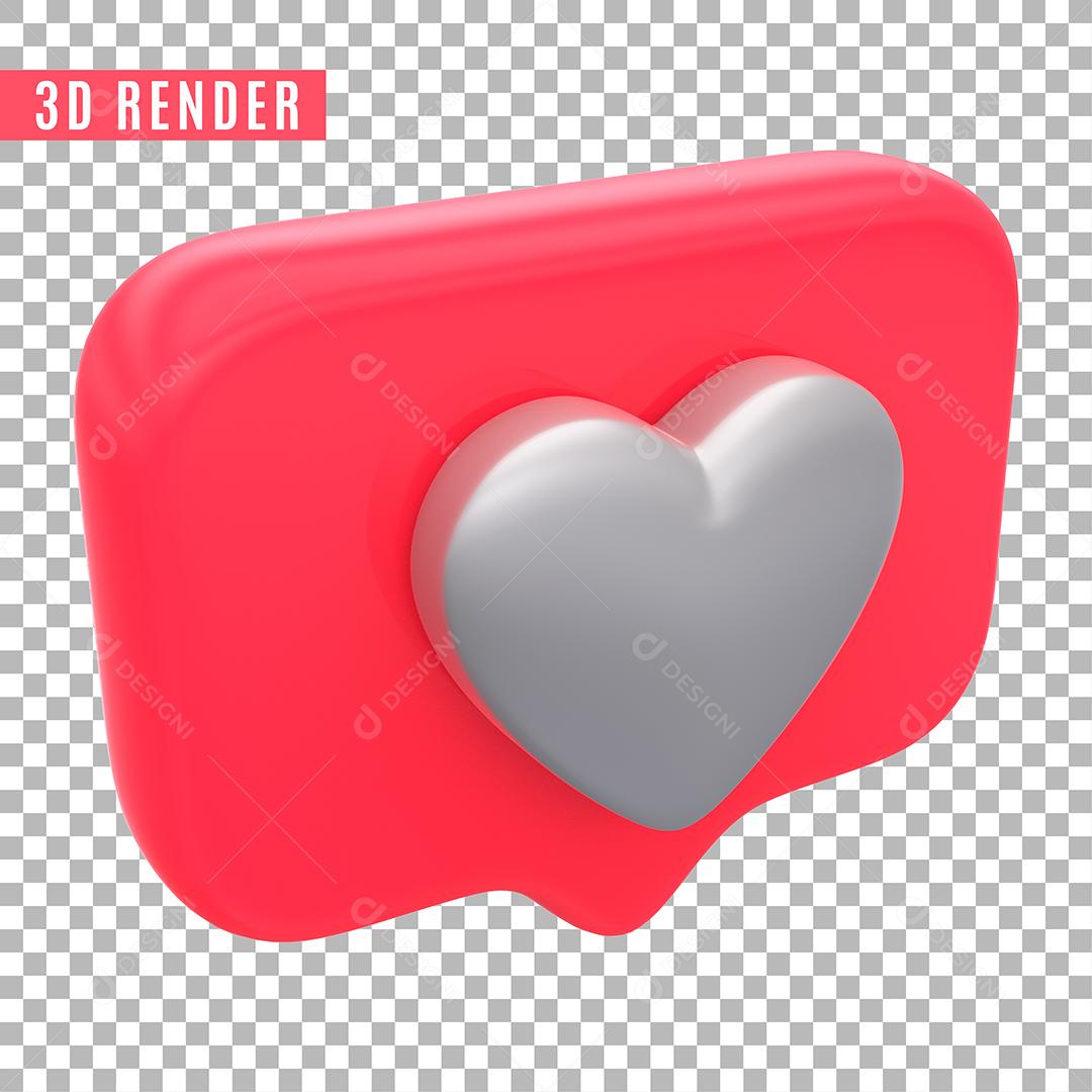 Like Instagram Elemento 3D Para Composição PSD Sem Fundo