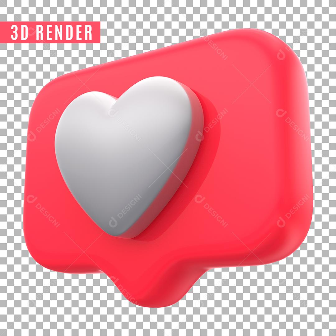 Like Instagram 3D Para Composição PSD Sem Fundo