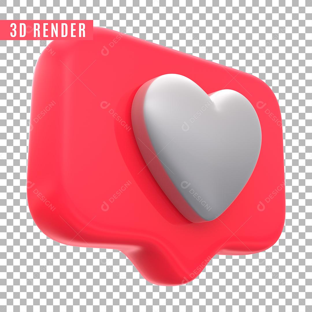Elemento 3D Like Instagram Para Composição PSD Sem Fundo