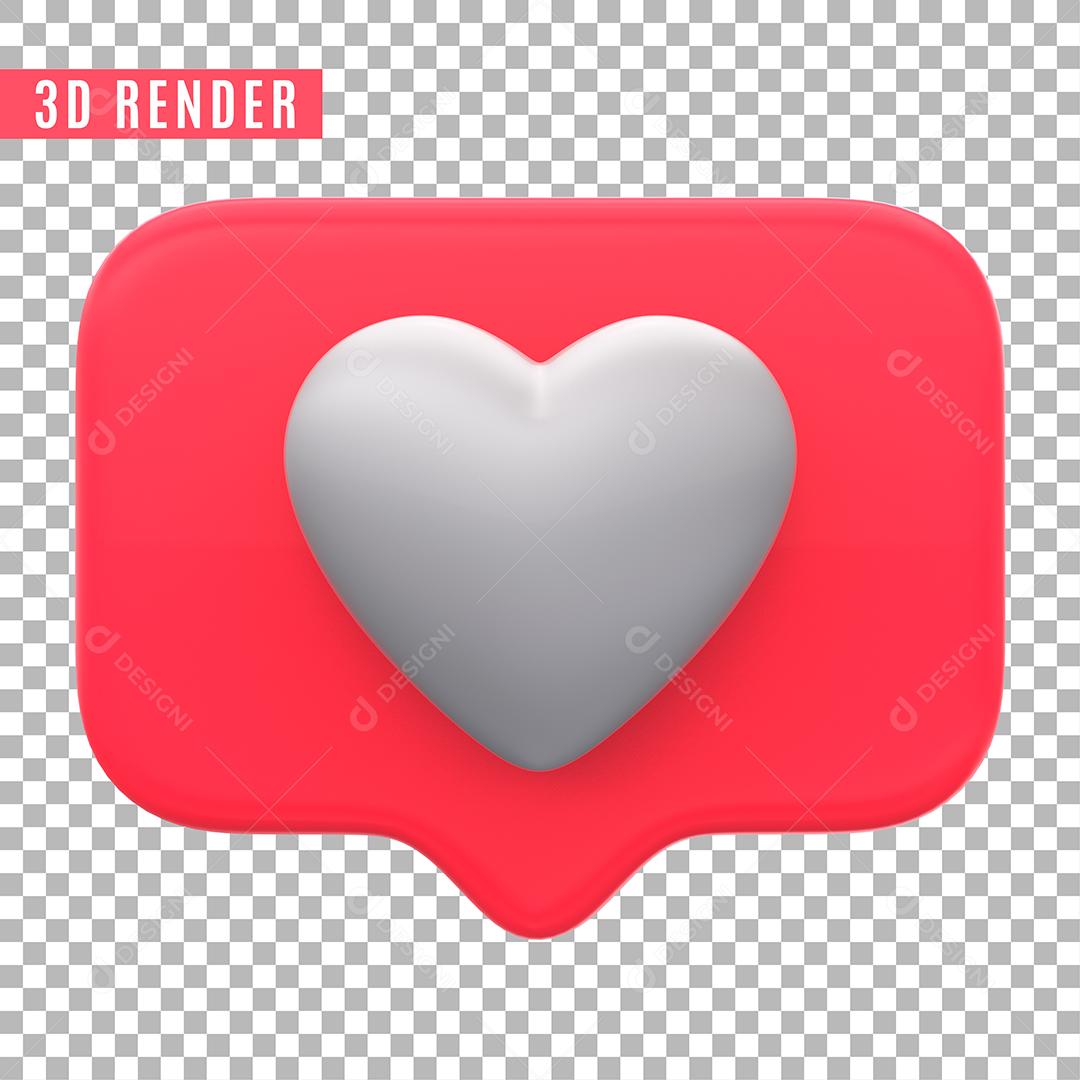 Like Instagram Elemento 3D Para Composição PSD Sem Fundo