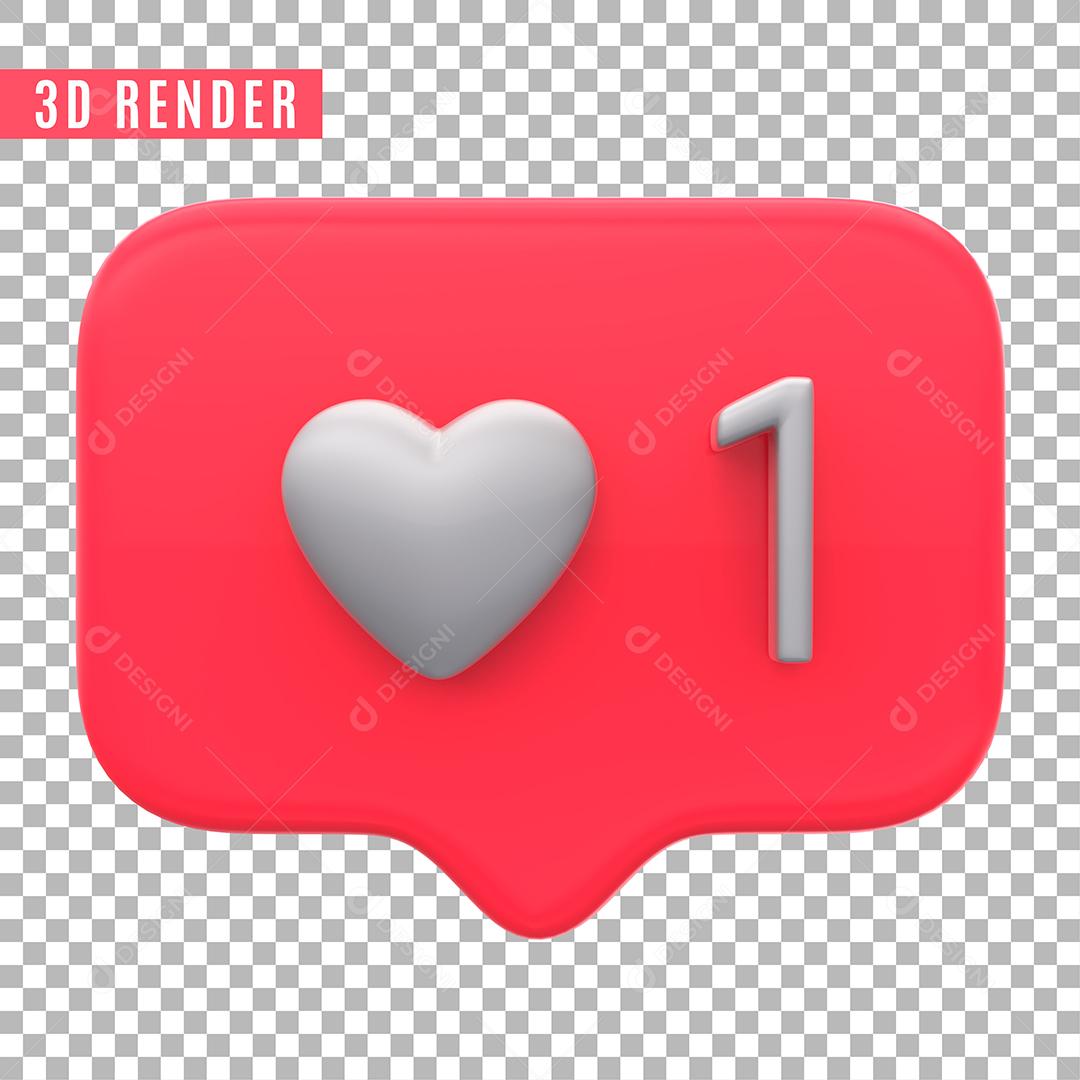 Like Instagram 3D Para Composição PSD Sem Fundo