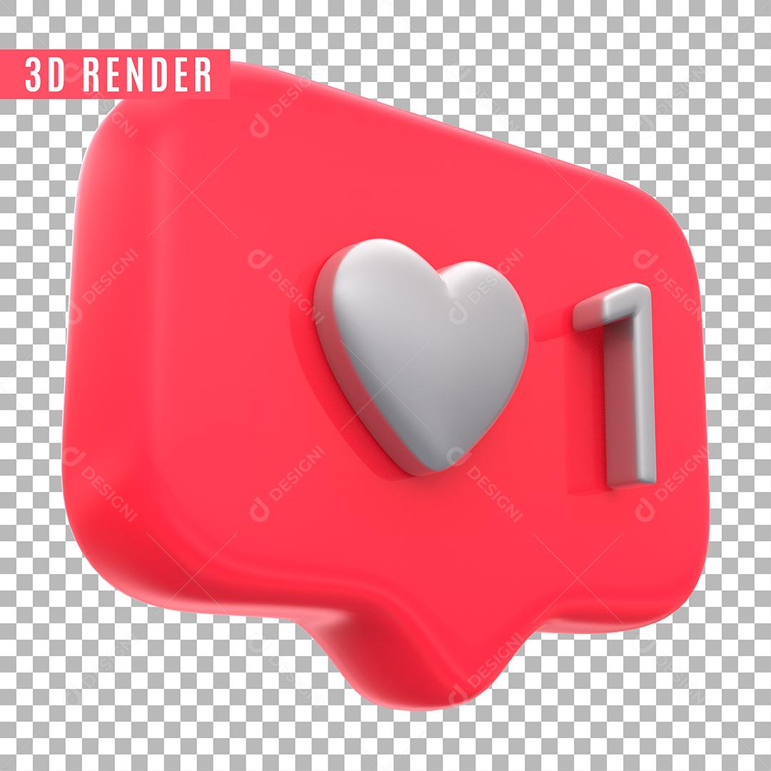 Elemento 3D Like Instagram Para Composição PSD Sem Fundo