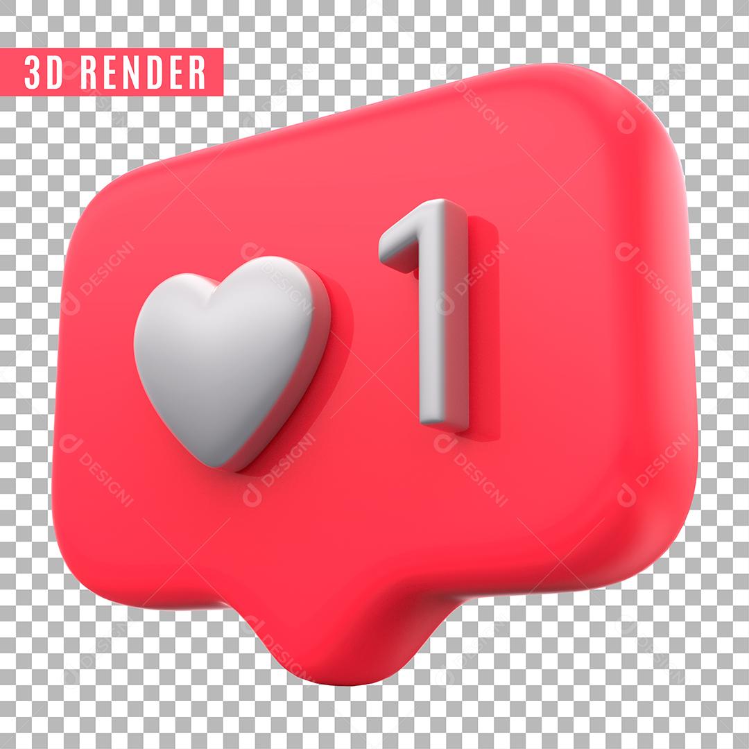 Elemento 3D Like Instagram Para Composição PSD Sem Fundo