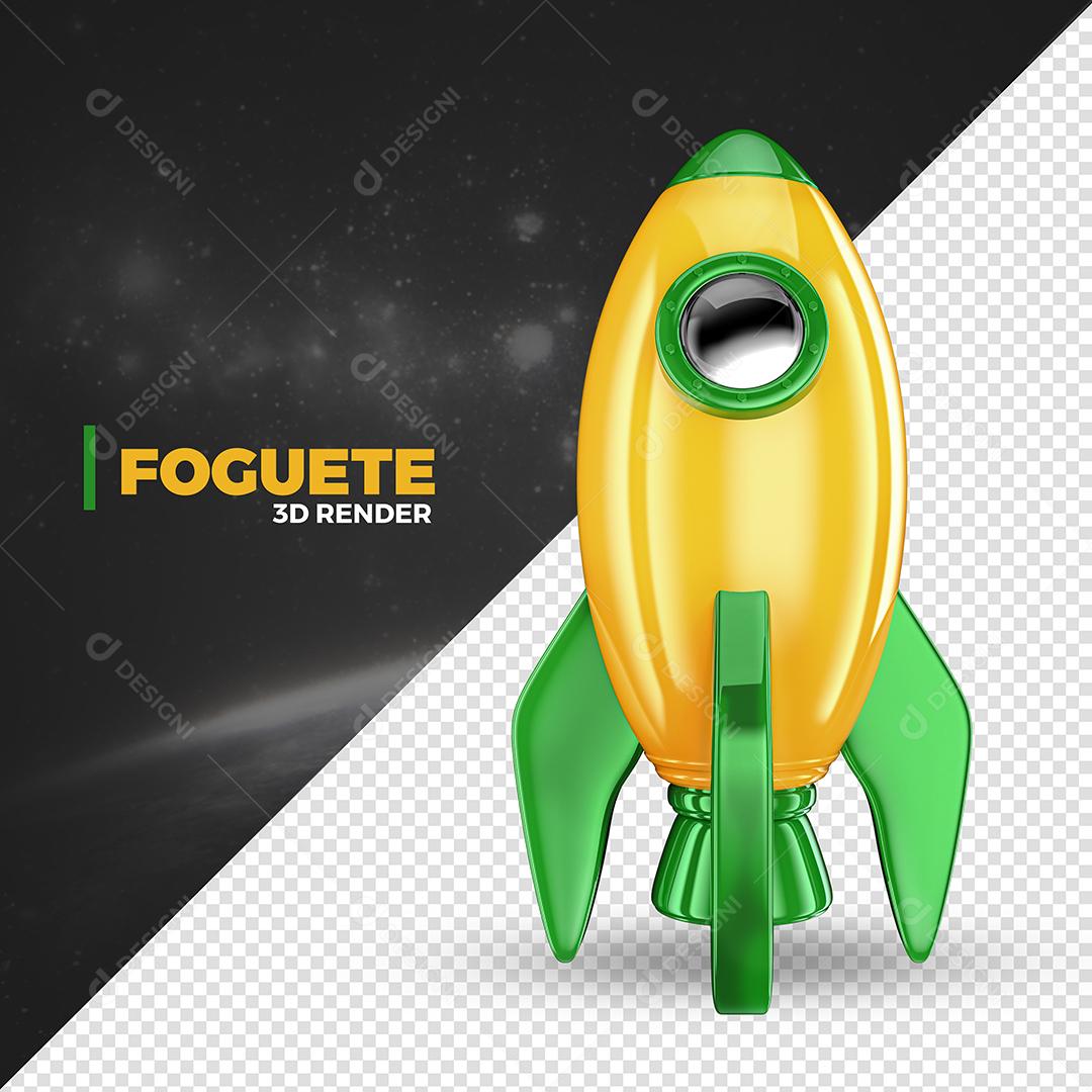 3D Yellow And Green Rocket Element For Composition Premium Psd