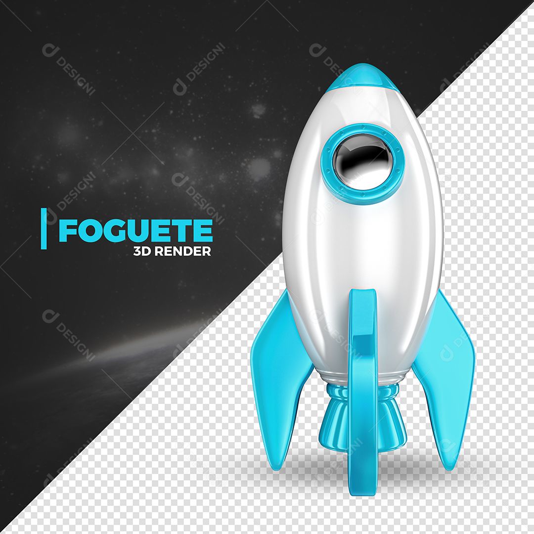 3D White And Light Blue Rocket Element For Composition Premium Psd