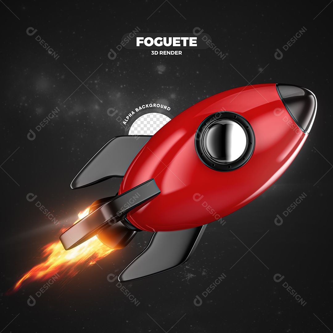 Foguete 3D Preto E Vermelho Elemento Para Composição PSD Premium