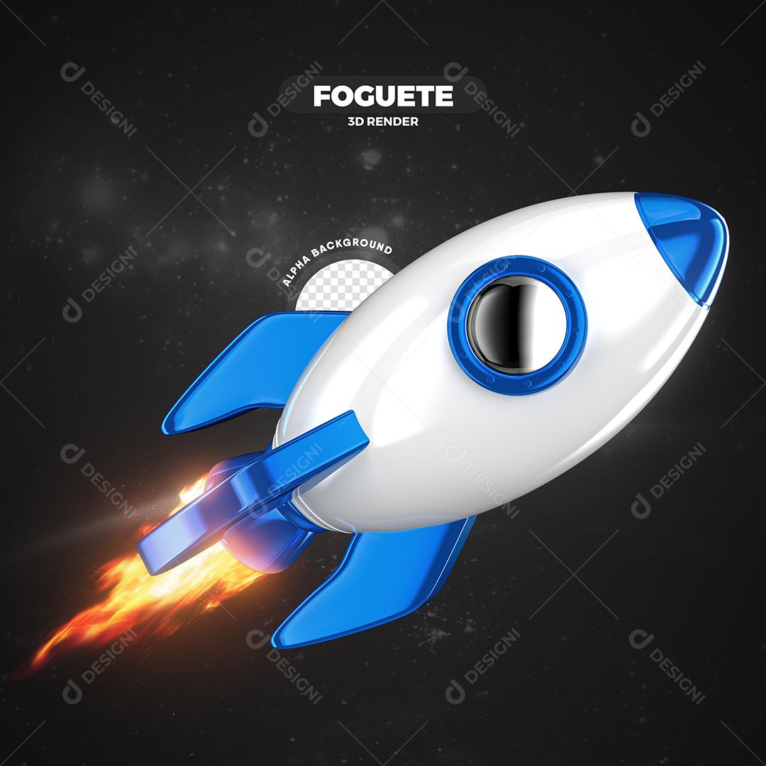 Foguete 3D Azul Escuro E Branco Elemento Para Composição PSD Premium
