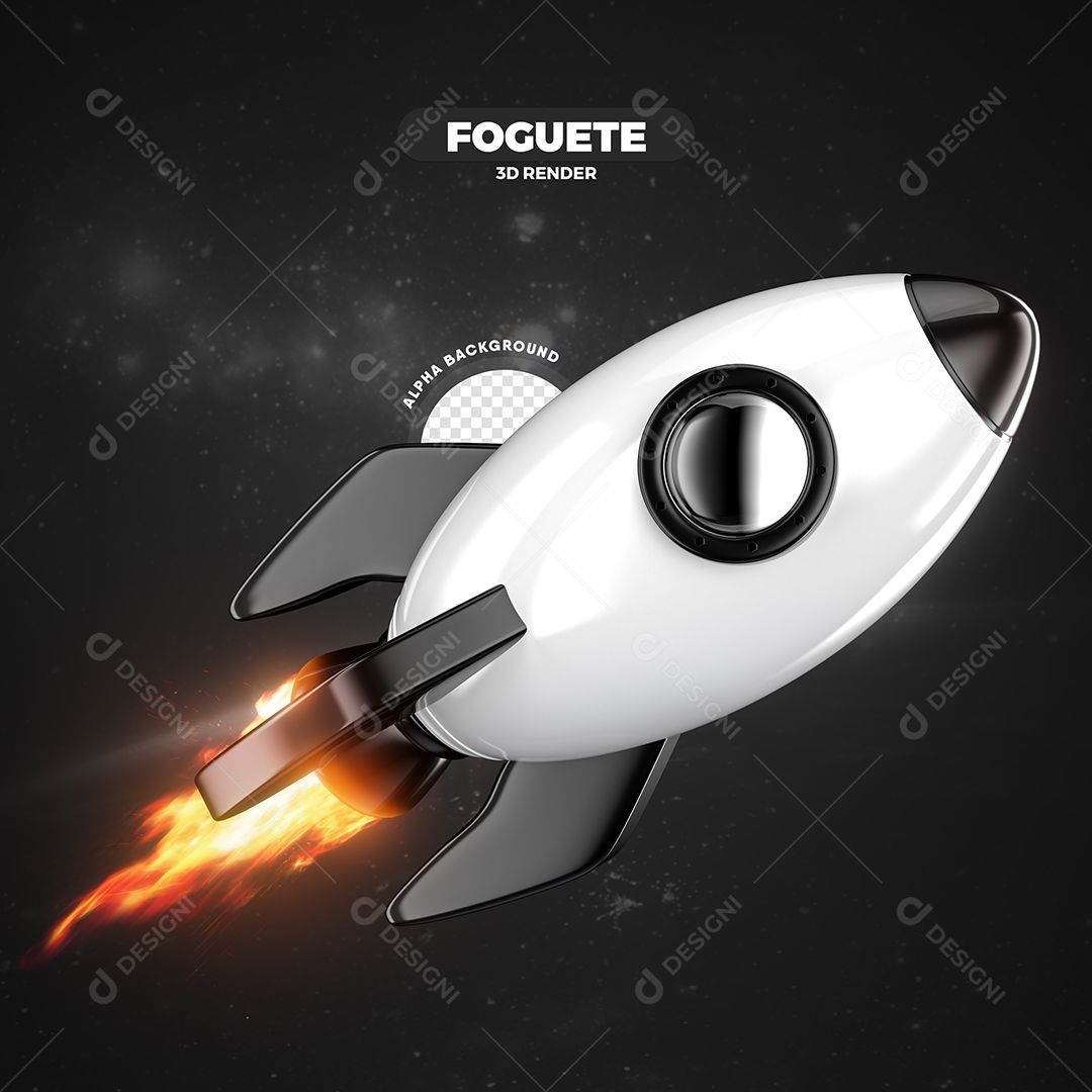 Foguete 3D Preto Elemento Para Composição PSD Premium