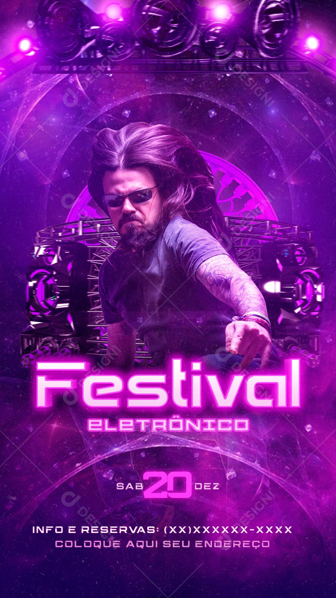 Flyer Show Evento Festival Eletrônico Social Media PSD Editável