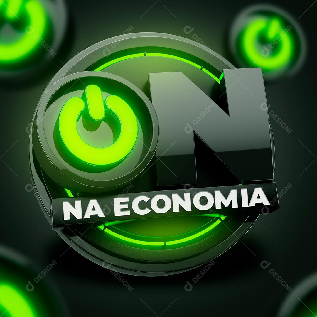 Selo 3D On Na Economia Para Composição PSD Premium