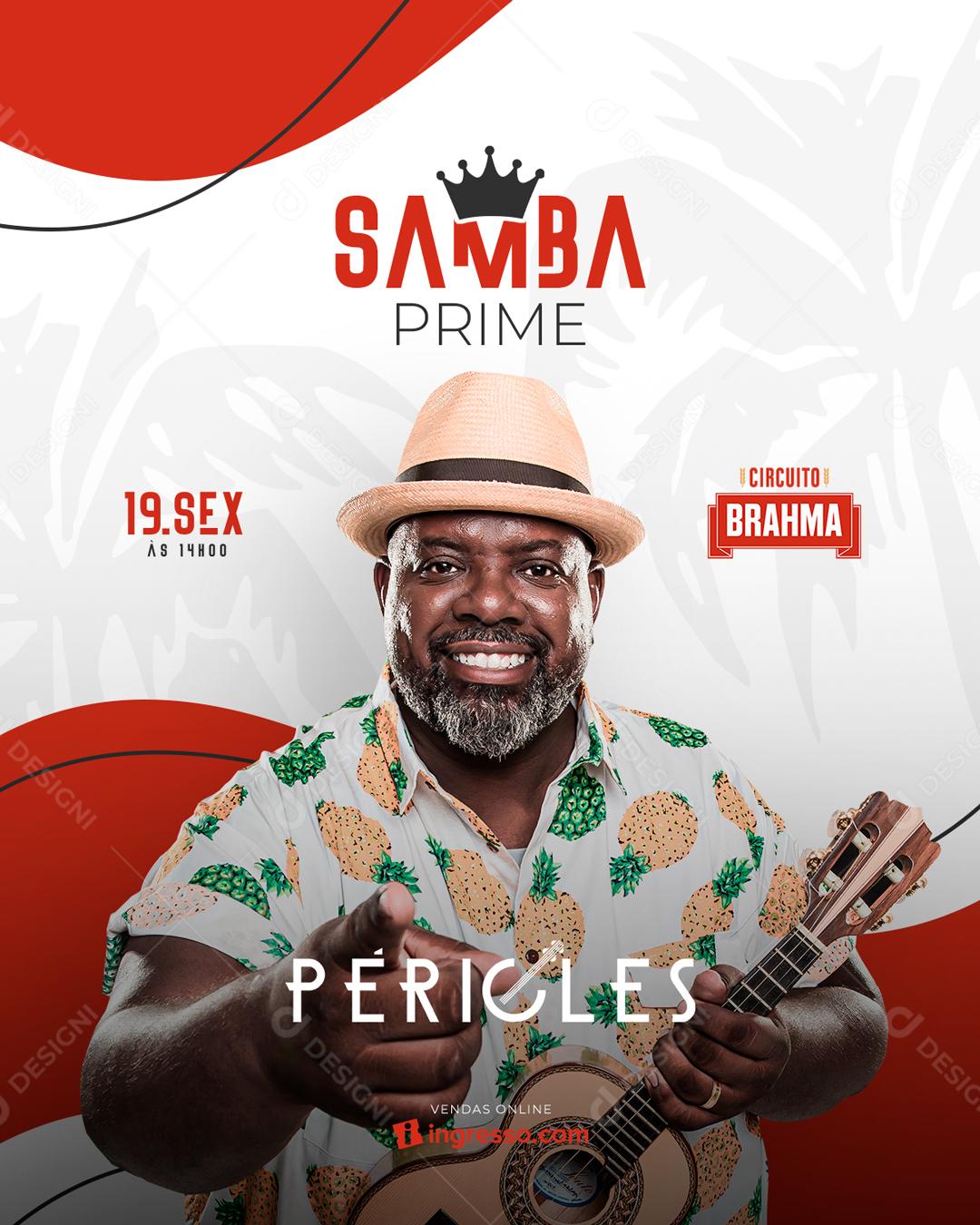 Flyer Show Evento Samba Cantor Péricles Social Media PSD Editável