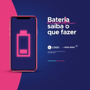 Social Media Assistência Técnica  Bateria Viciada Saiba o Que Fazer PSD Editável