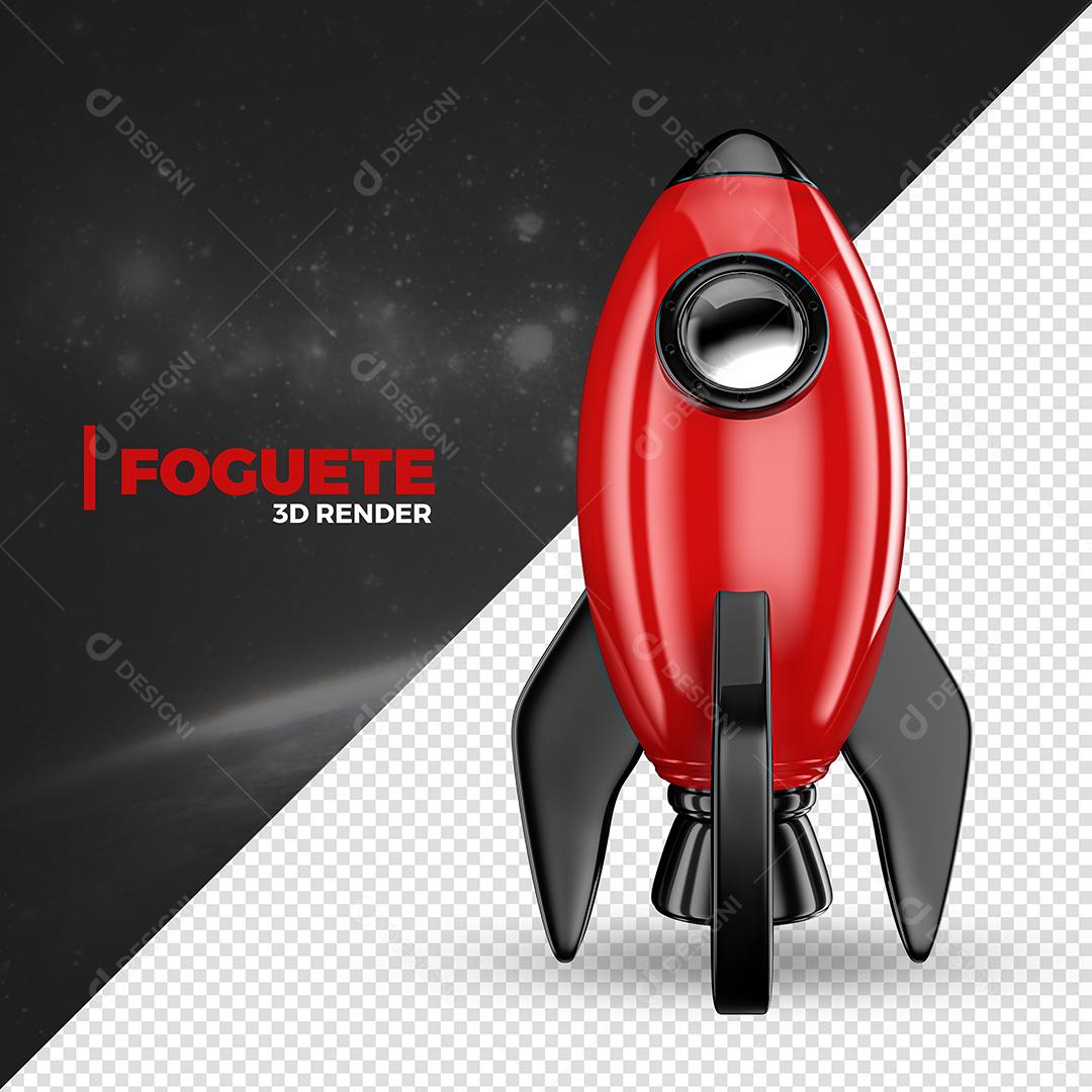 Foguete 3D Preto E Vermelho Elemento Para Composição PSD Premium