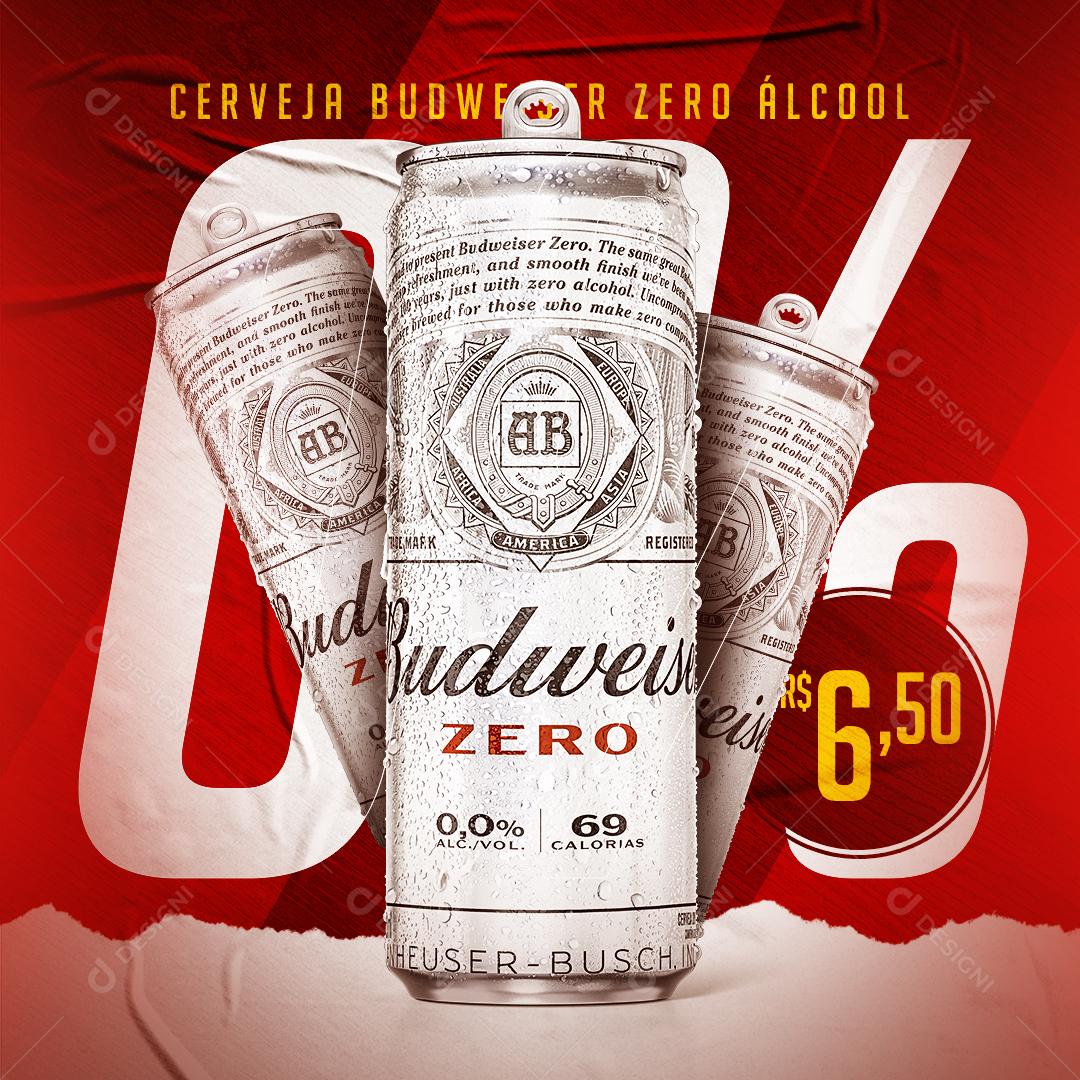 Cerveja Budweiser Zero Álcool Social Media PSD Editável