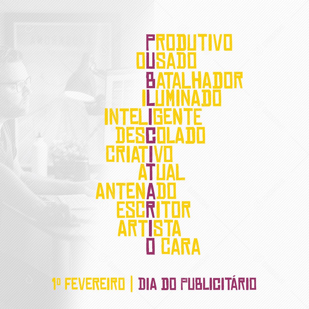 Social Media Dia Do Publicitário Palavras Cruzadas PSD Editável