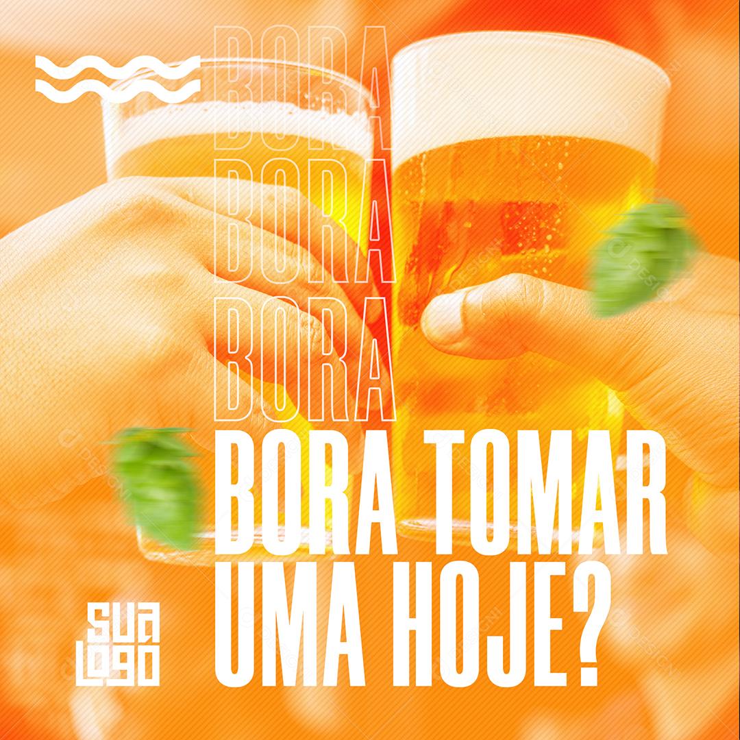 Social Media Bar Bora Tomar Uma Hoje PSD Editável