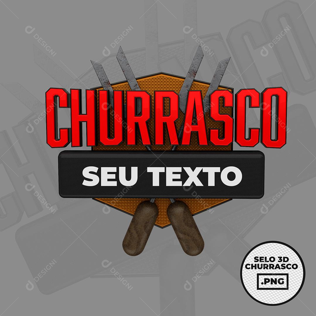 Selo 3D Churrasco Texto Editável PSD