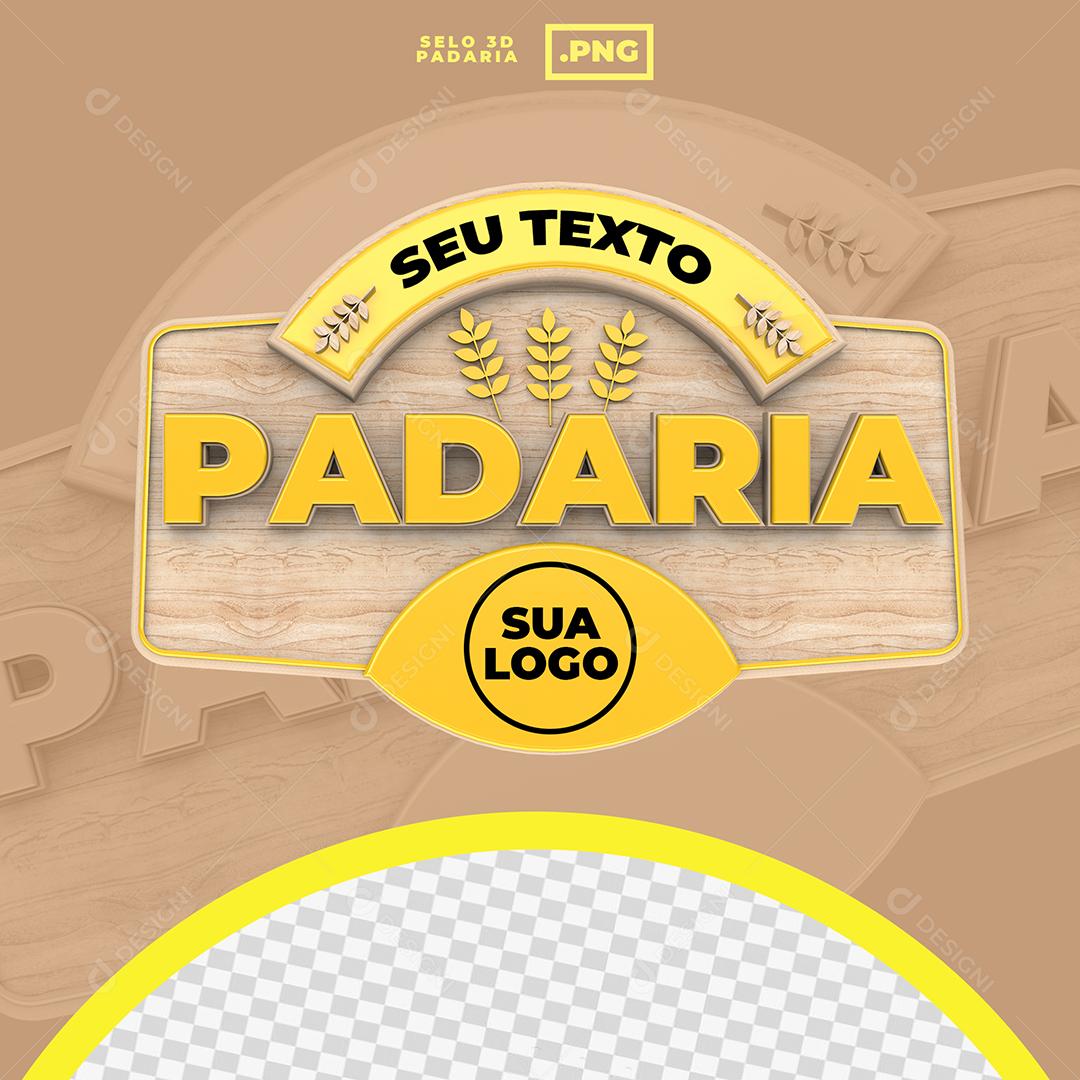 Placa de Madeira 3D Escrita Padaria PSD Editável