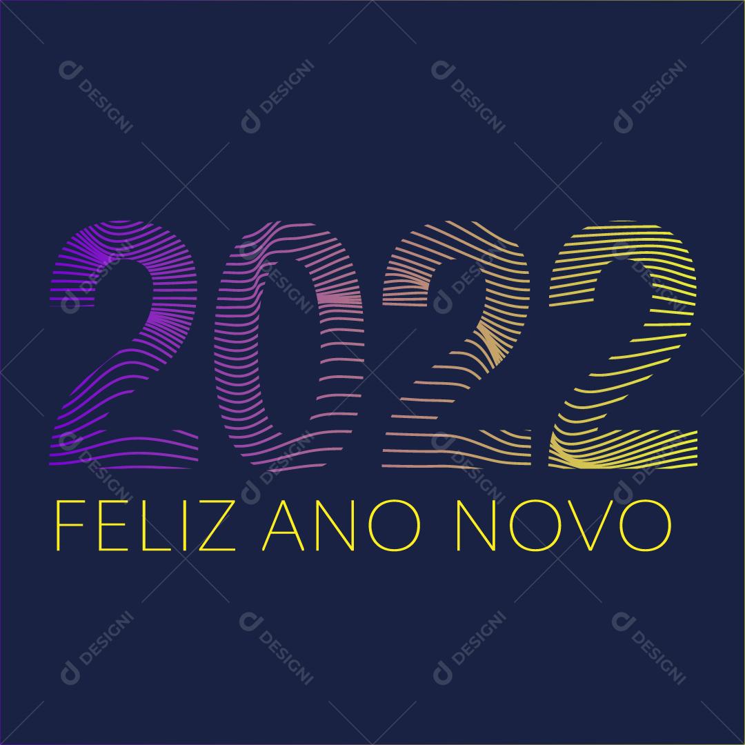 2022 Feliz Ano Novo Colorido Com Listras Vetor EPS