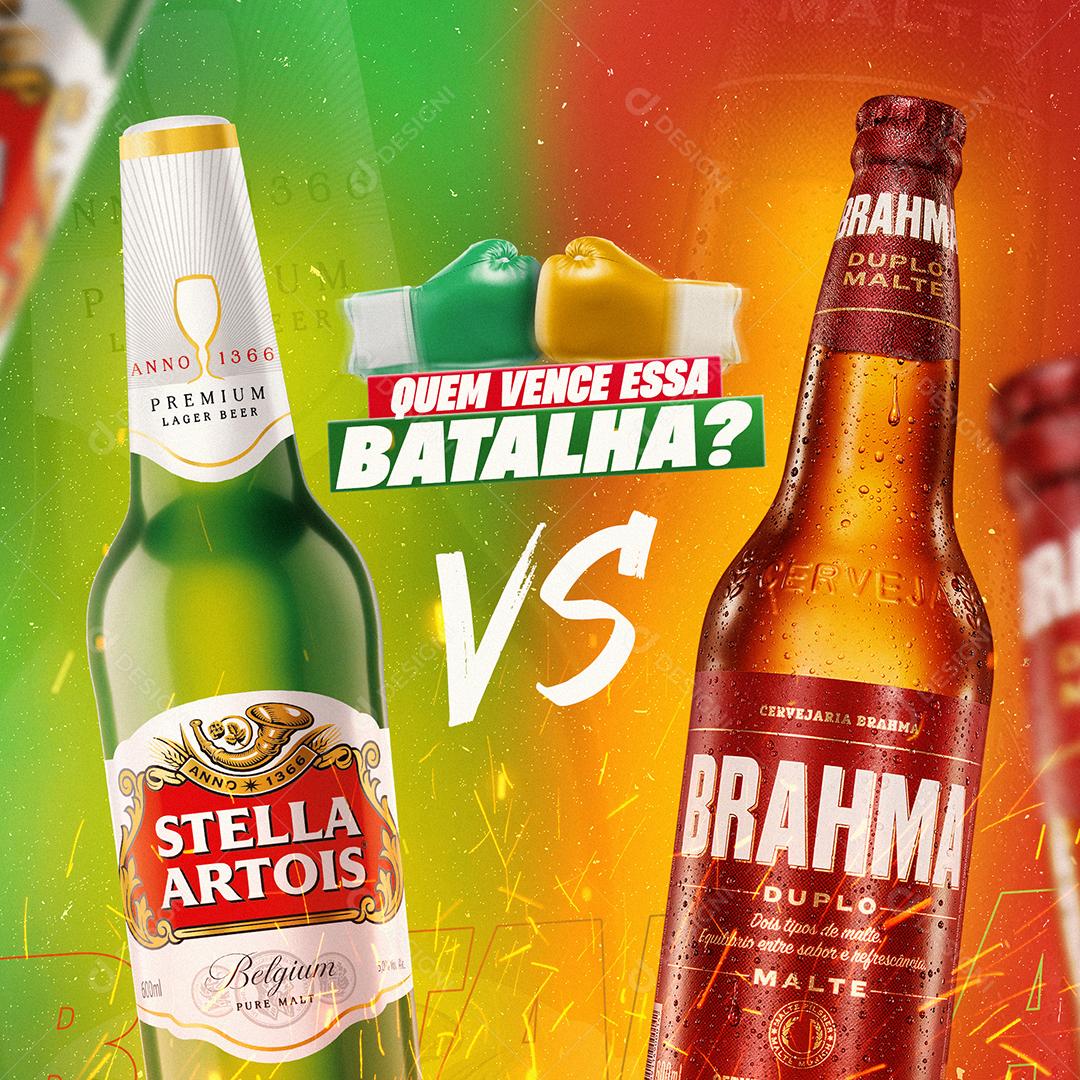 Social Media Quem Vence Essa Batalha Stella Vs Brahma Cervejas PSD Editável
