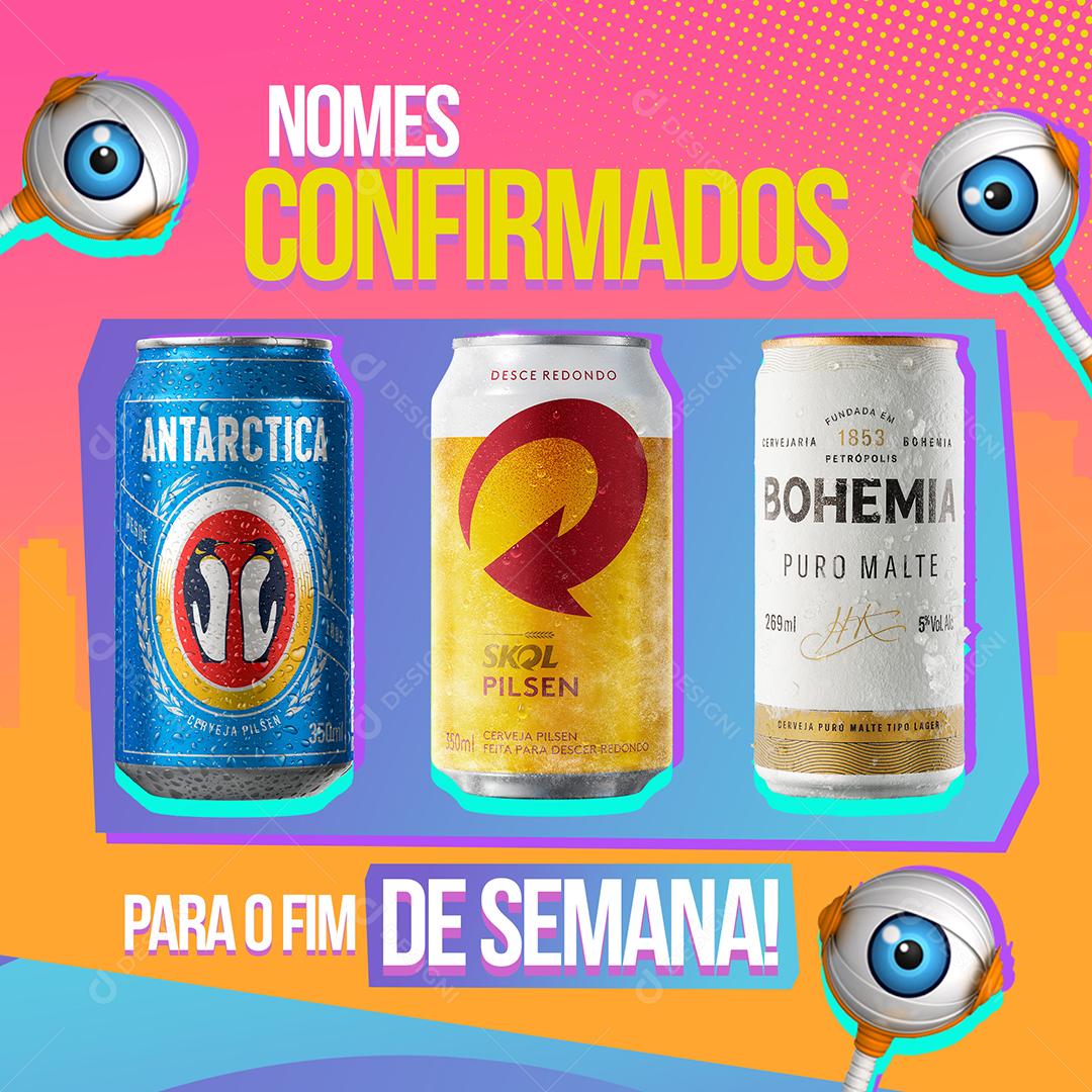 Social Media Nomes Confirmados Para O Fim De Semana Cervejas PSD Editável