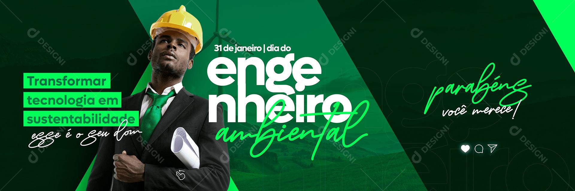 Social Media Transforma Tecnologia Em Sustentabilidade Dia Do Engenheiro Ambiental Carrossel PSD Editável