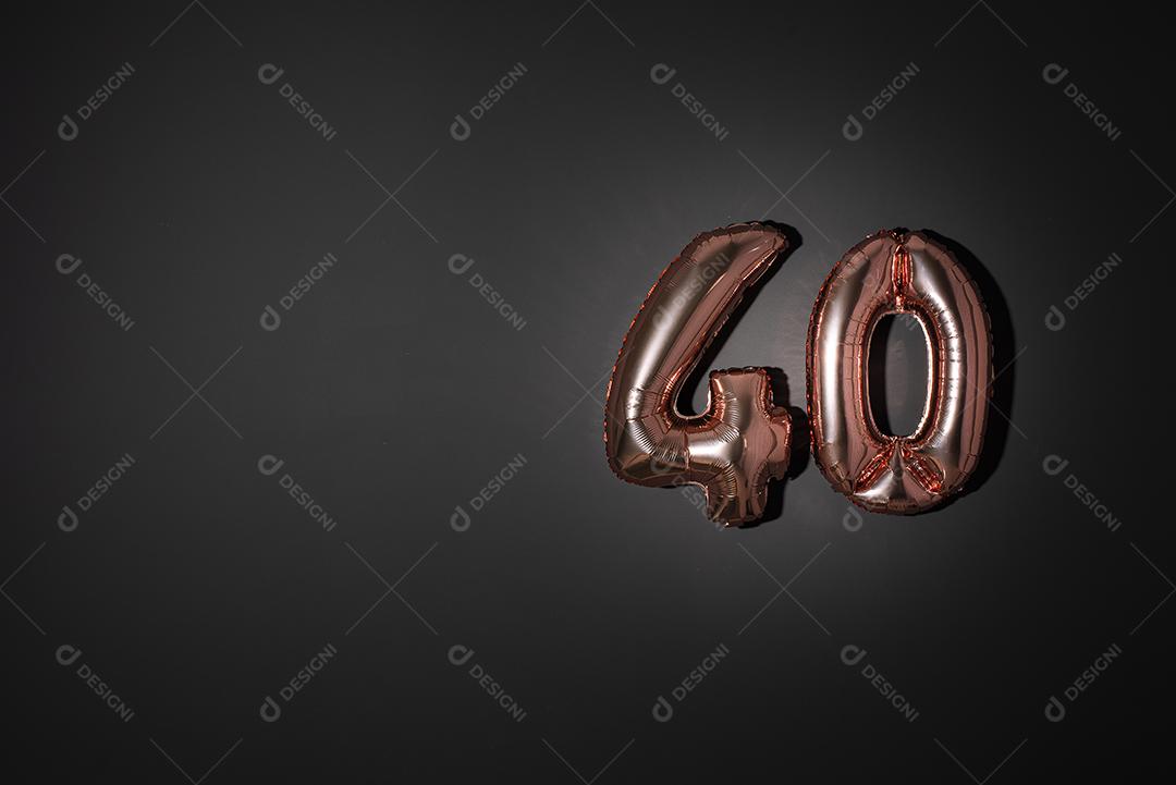 Número 40 Feito De Balão Metálico Imagem JPG