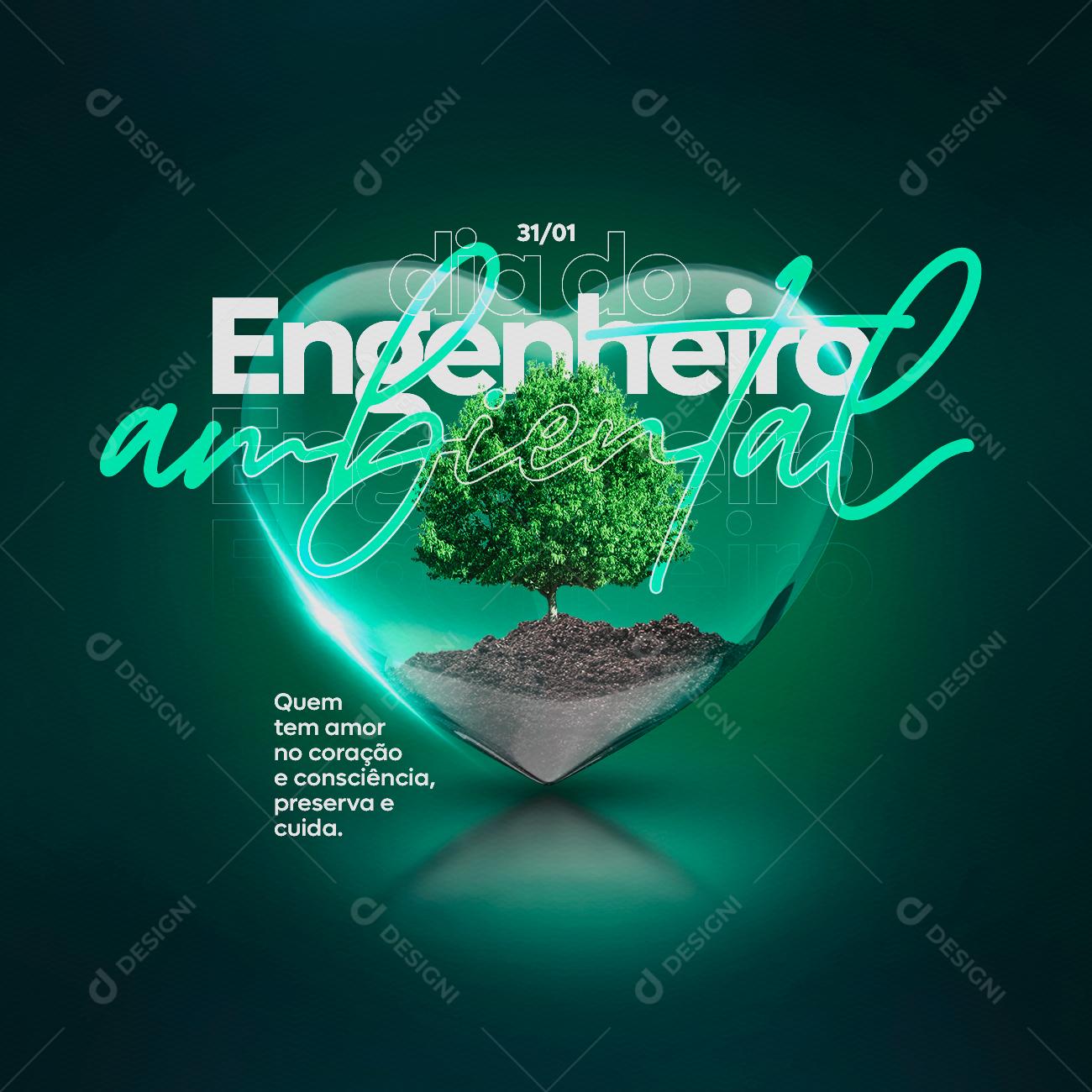 31 de Janeiro Dia do Engenheiro Ambiental Social Media PSD Editável