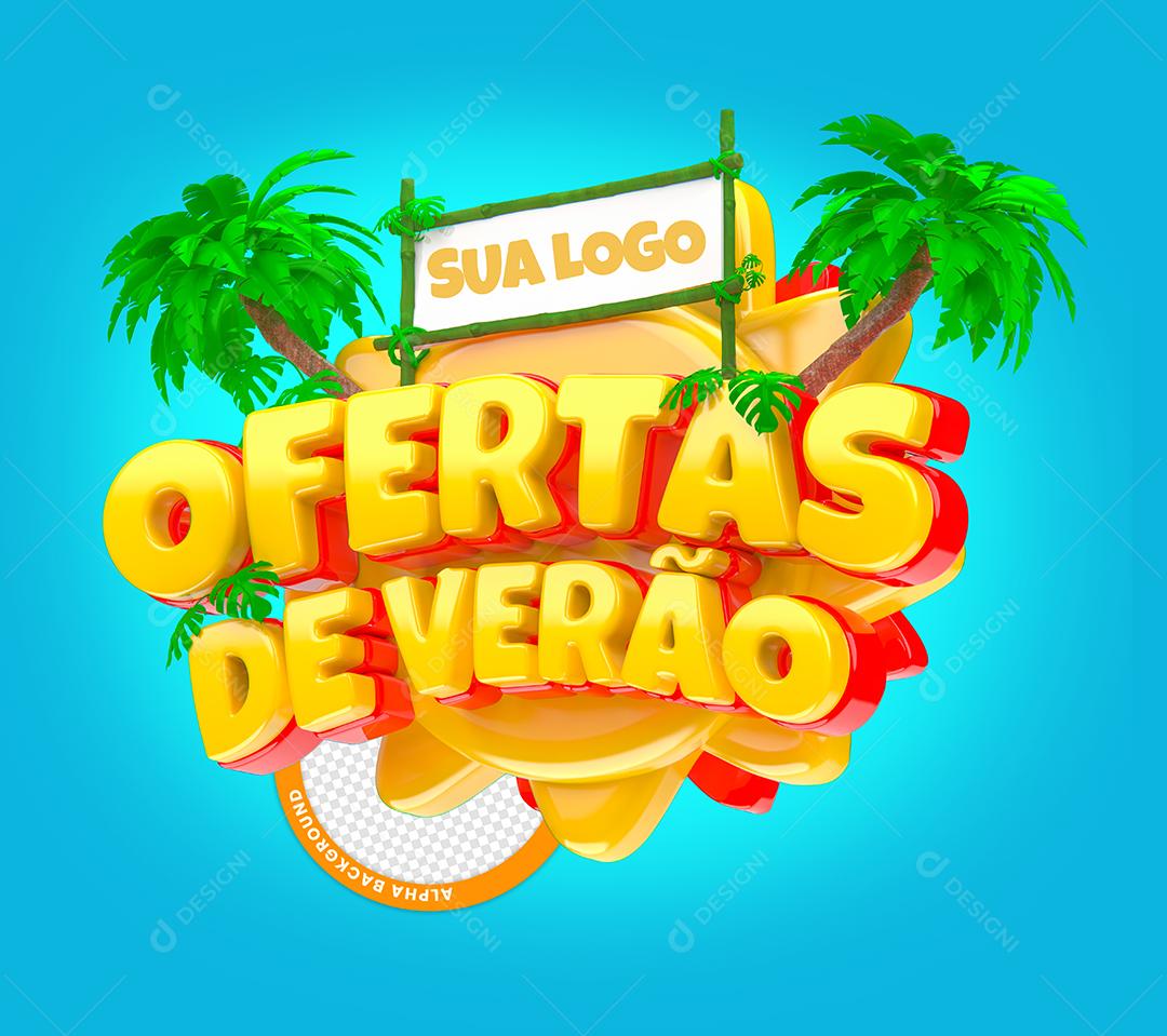 Ofertas De Verão Sol Placa Selo 3D Para Sua Logo Editável PSD Premium