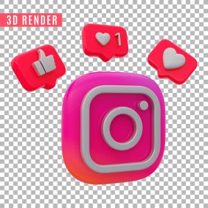 Elemento 3D Instagram Para Composição PSD Sem Fundo