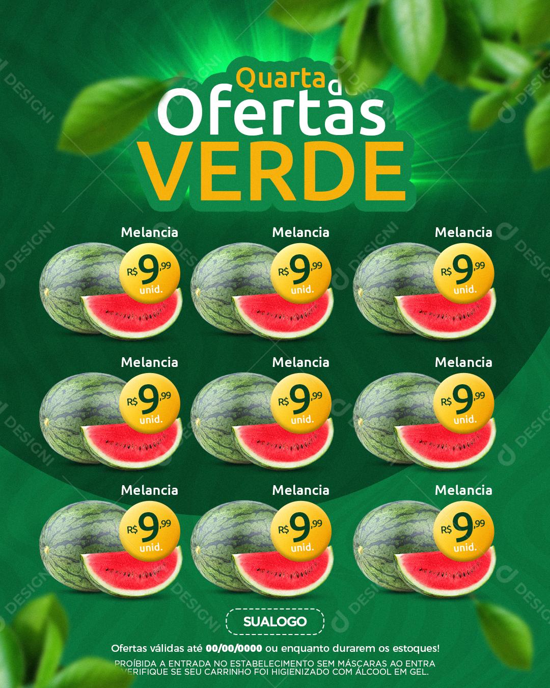 Quarta De Ofertas Verde Melancia Social Media PSD Editável