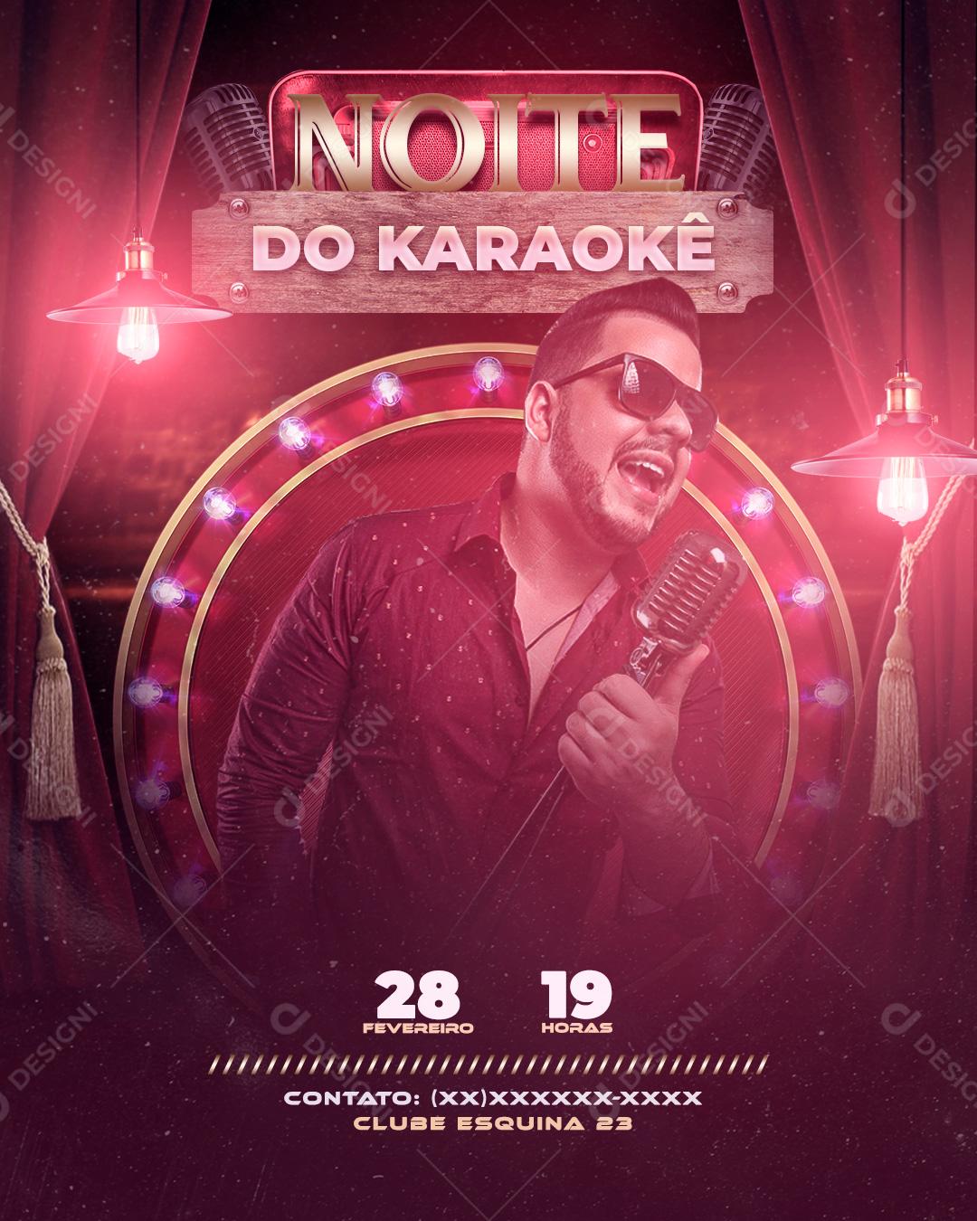 Social Media Noite Do Karaokê Flyers PSD Editável