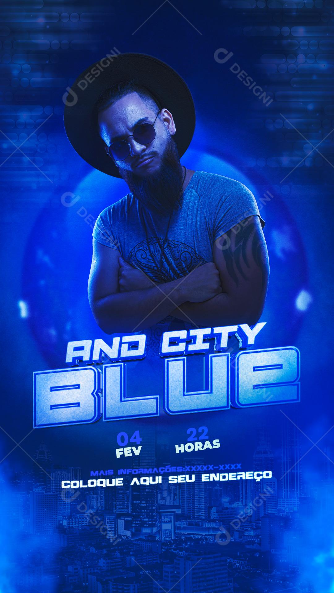 Flyers  And City Blue Social Media PSD Editável