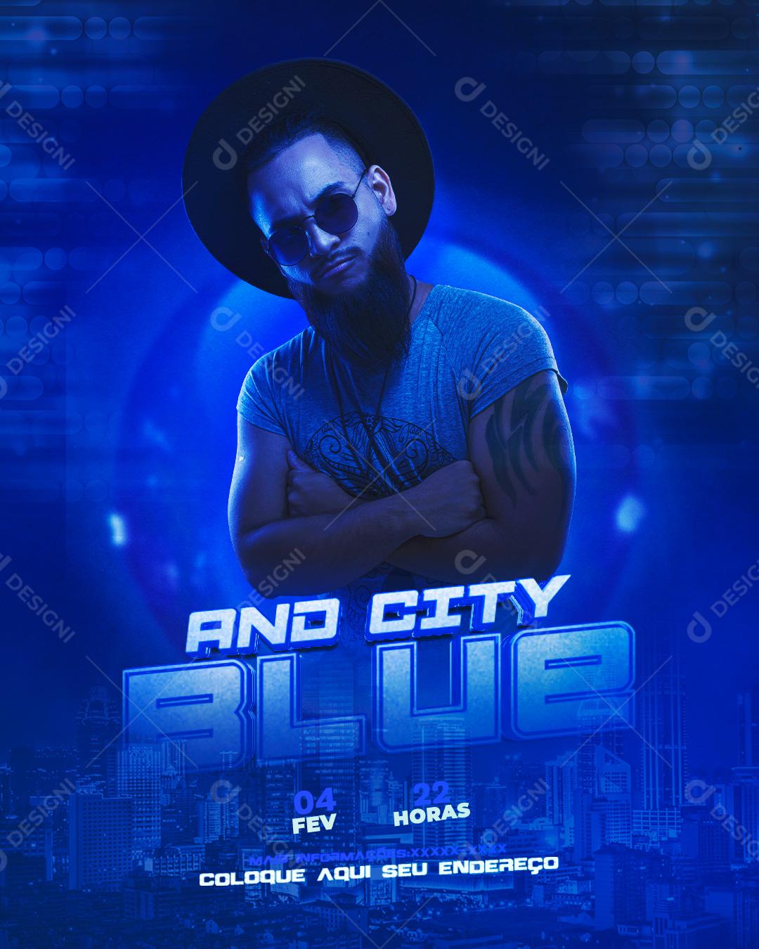 Social Media And City Blue Flyers PSD Editável