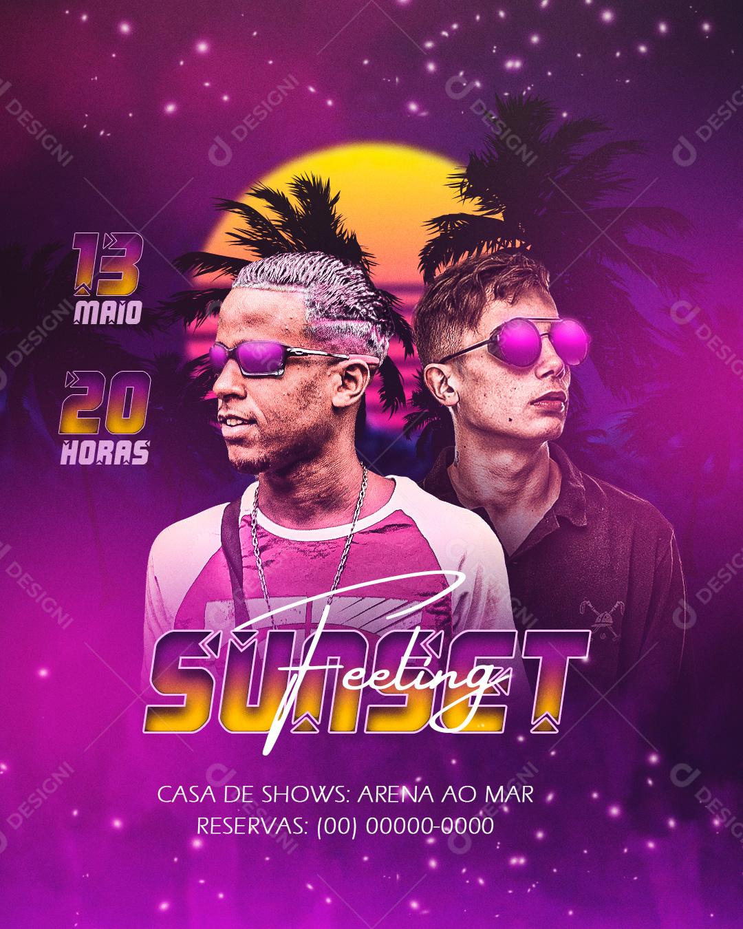 Social Media Sunset Feeling Flyers PSD Editável