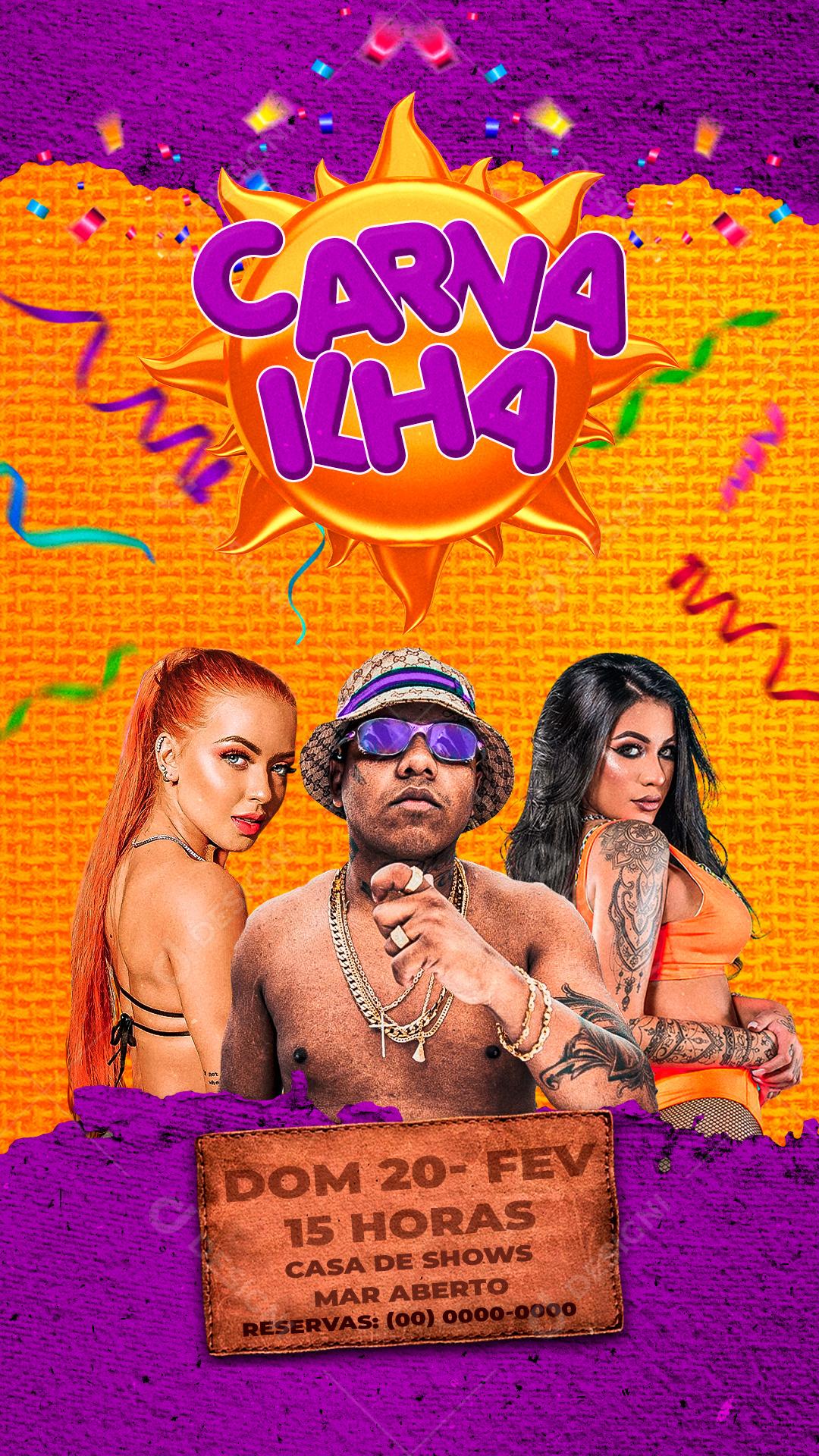 Flyers Carna Ilha Agenda Social Media PSD Editável